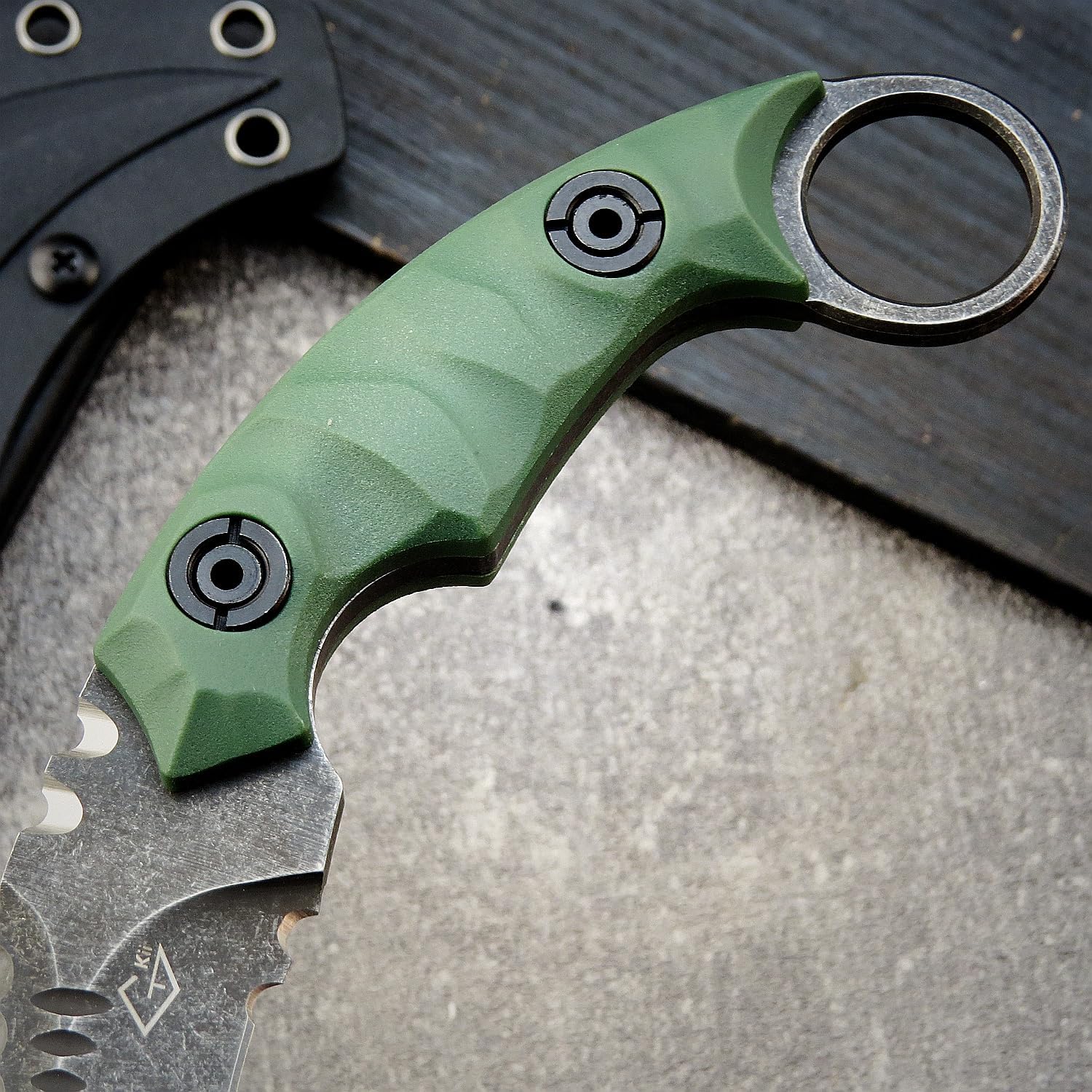 Gtkii GTK691 Cuchillo de hoja fija, hoja de acero D2, cuchillo de garra de mango de fibra de vidrio de nailon con funda Kydex para acampar al aire