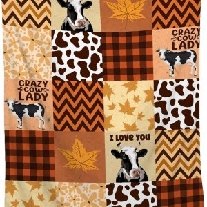 Manta con estampado de vaca, linda manta de vaca ultra suave, con hojas de arce, manta de otoño para niños pequeños, mujeres y hombres, regalos de Manta con estampado de vaca, linda manta de vaca ultra suave, con hojas de arce, manta de otoño para niños pequeños, mujeres y hombres, regalos de