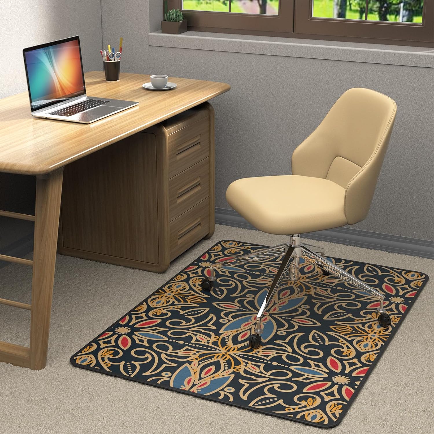 Tapete resistente para silla de oficina para alfombras y suelos de madera dura, 48 x 36 pulgadas, tapete de piso de alta calidad, tapete para silla