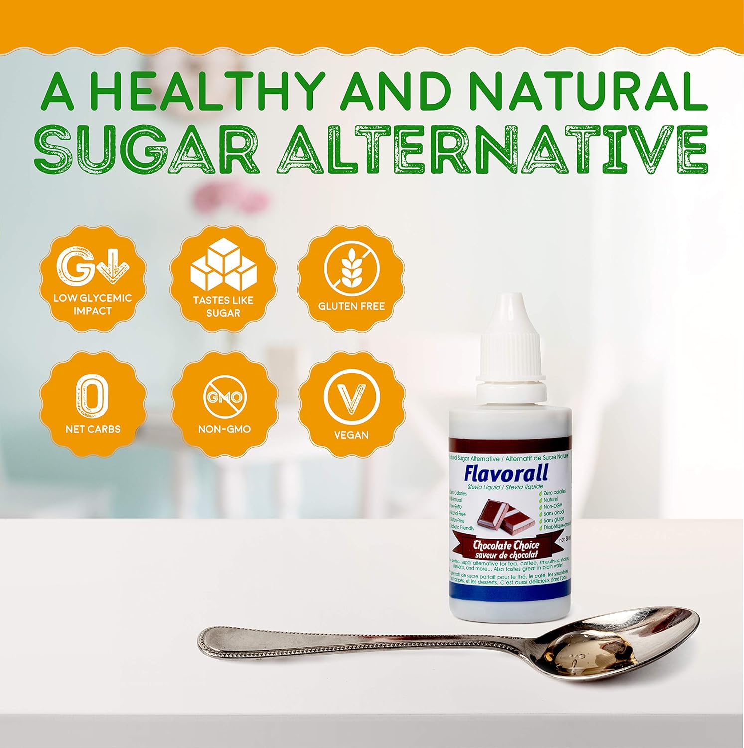 Flavorall Stevia saborizada de 1.7 fl oz, elección de chocolate, 30 sabores, gotas líquidas de stevia, edulcorante cero calorías, gotas de stevia