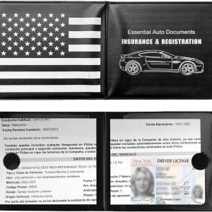 Augeny 2 soportes para registro y seguro de automóvil, organizador esencial para documentos de licencia de conducir, cartera con cierre para hombres Augeny 2 soportes para registro y seguro de automóvil, organizador esencial para documentos de licencia de conducir, cartera con cierre para hombres