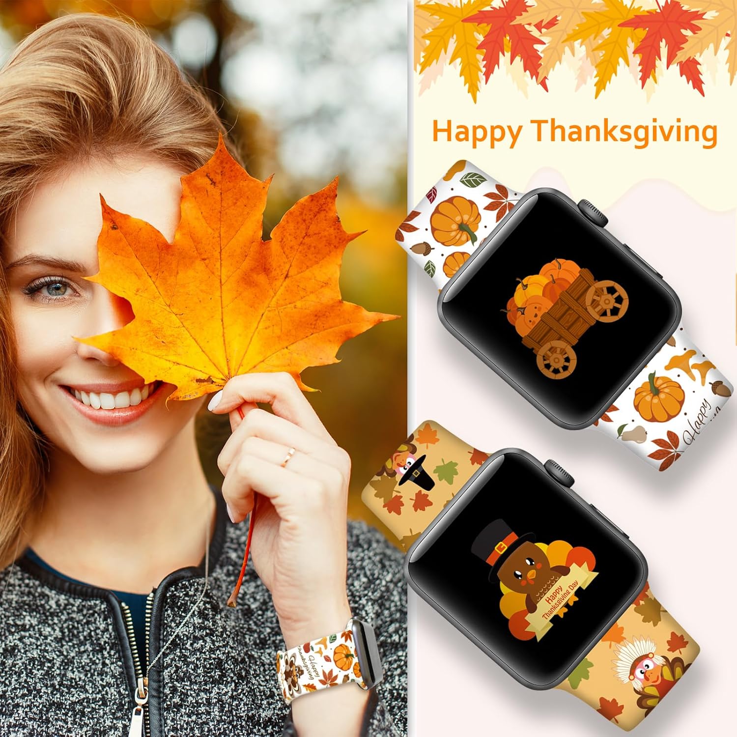 Correa de reloj de Navidad para Halloween compatible con Apple Watch Band de 1.496 in, 1.575 in, 1.614 in, 1.654 in, 1.732 in, 1.772 in, iWatch