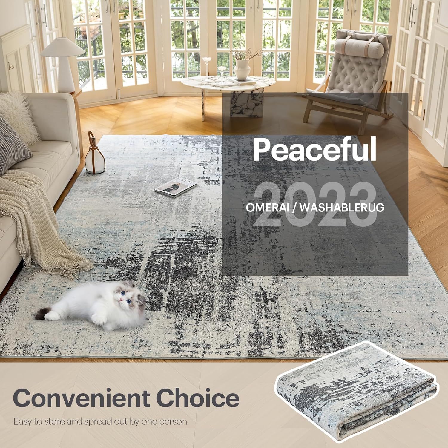 Alfombra de área de 5 x 7 pies para dormitorio, alfombra lavable para sala de estar, cocina, comedor, antideslizante, decoración del hogar, alfombra