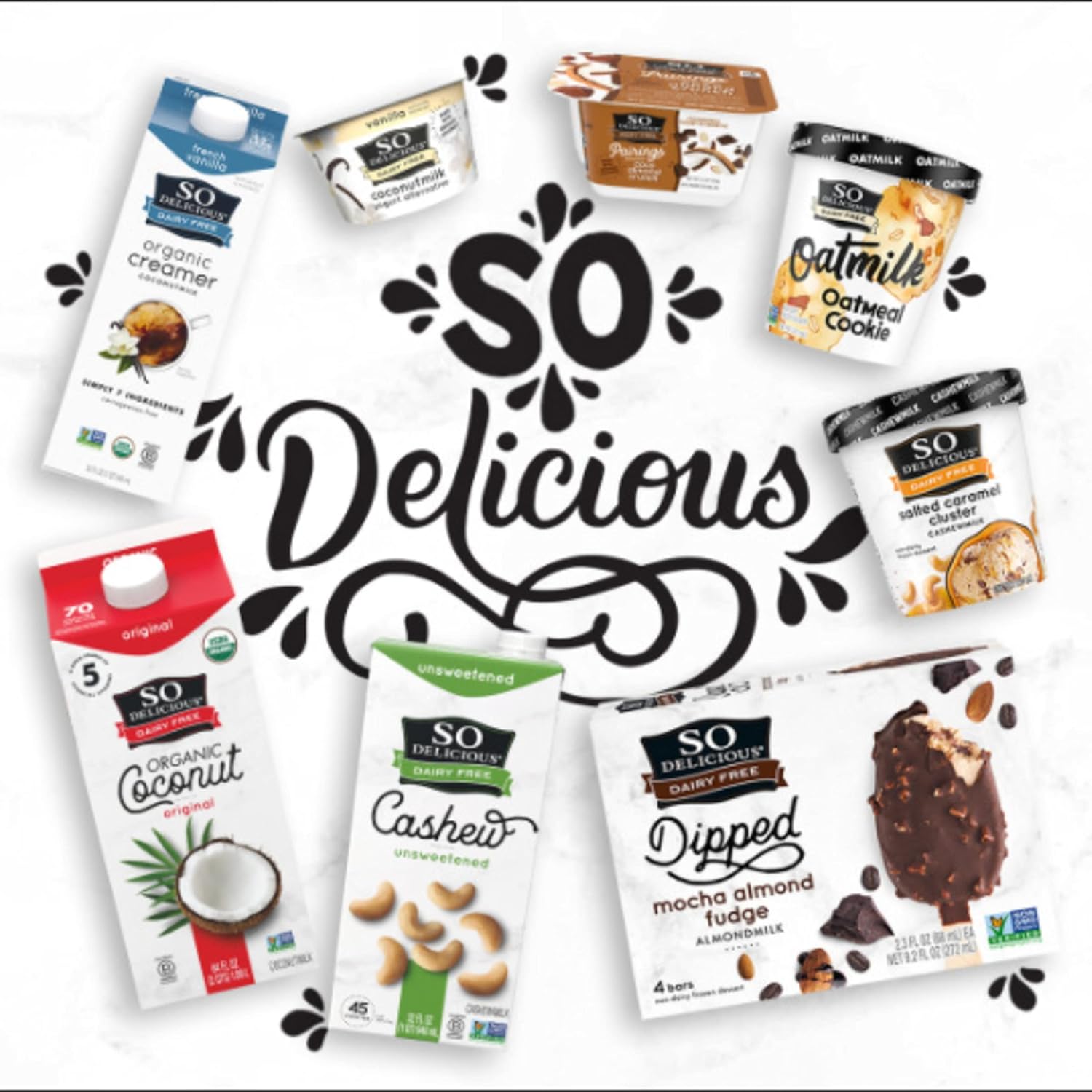 So Delicious Postre congelado de leche de coco sin lácteos, masa de galletas, vegano, proyecto sin OMG, verificado, 1 pinta