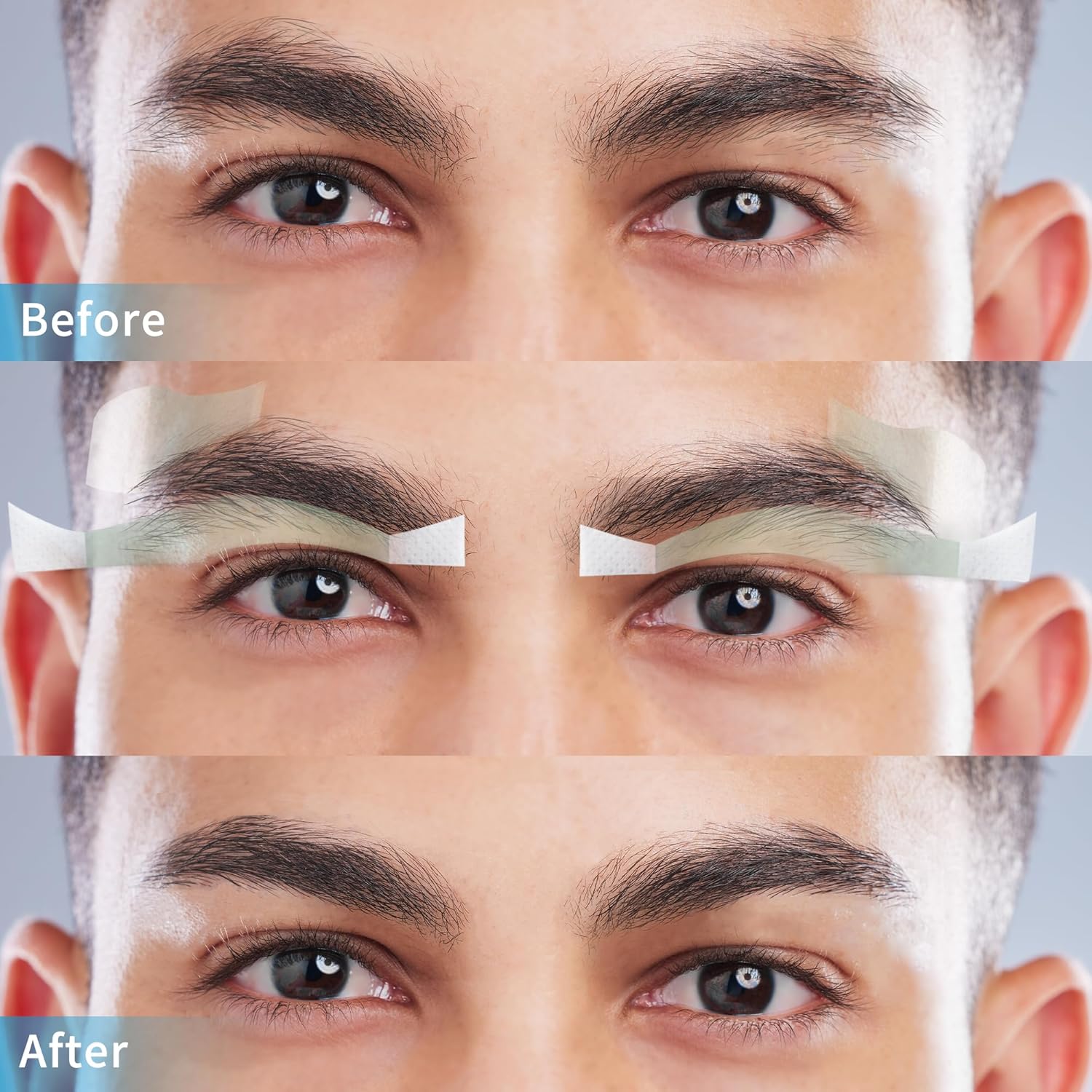 Beauty7 Tiras de cera de cejas para hombre, tiras de cera facial, tiras de depilación en casa, 24 piezas con aceite esencial de polvo de perlas para