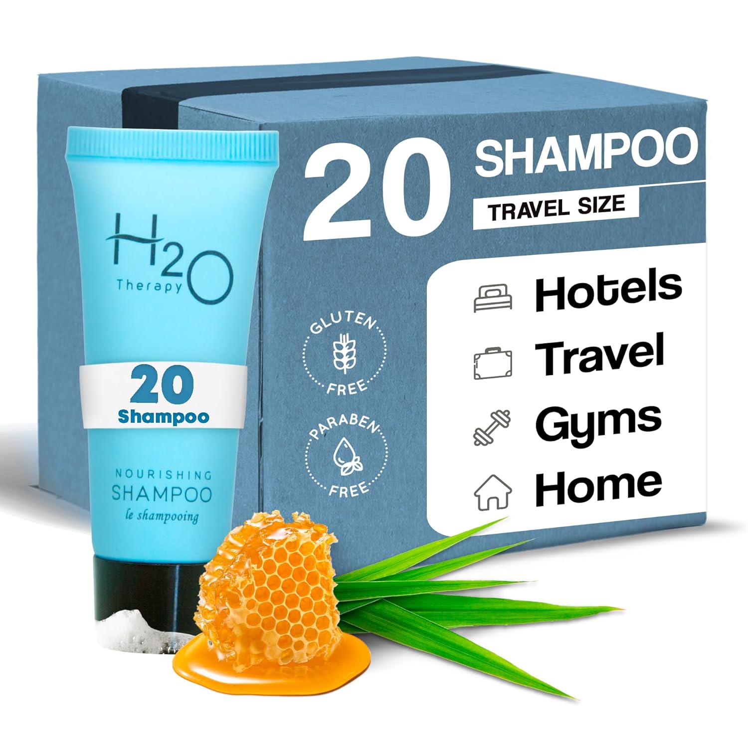 H2O Therapy Champú, hotelería tamaño viaje, 0.85 oz (caja de 20)