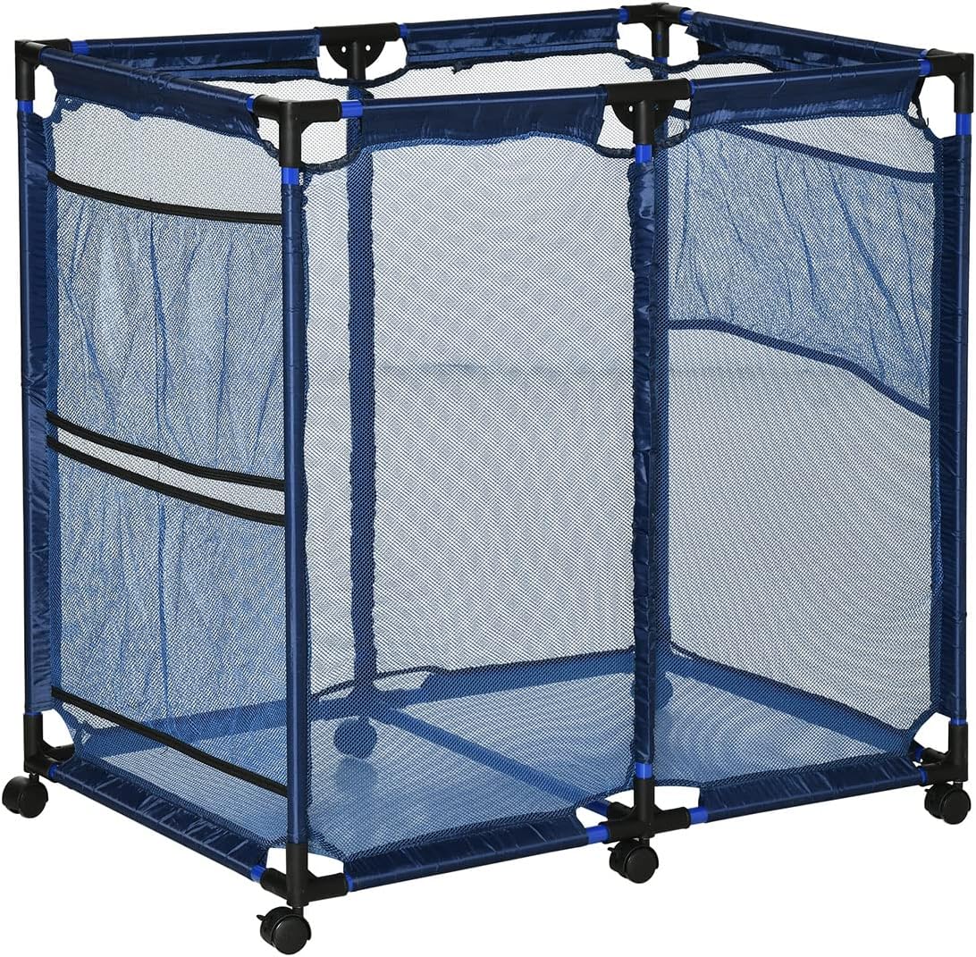 Cesta de bolas para interiores y exteriores, organizador de almacenamiento de piscina, carrito rodante, contenedor de malla lateral para organizador