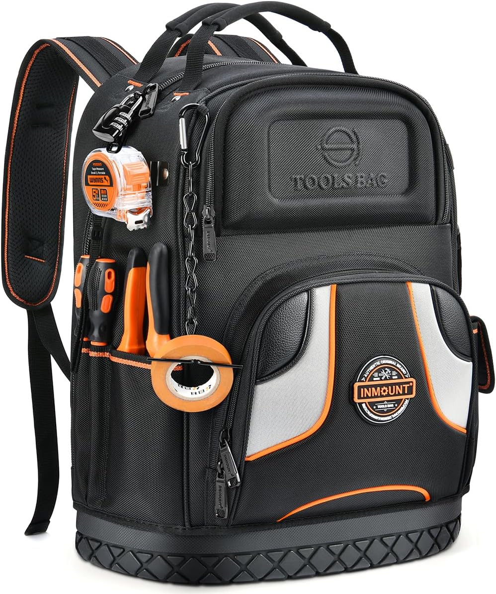 Mochila bolsa de herramientas – Mochila de herramientas resistente para hombres, mochila de herramientas HVAC con base moldeada sólida bolsas