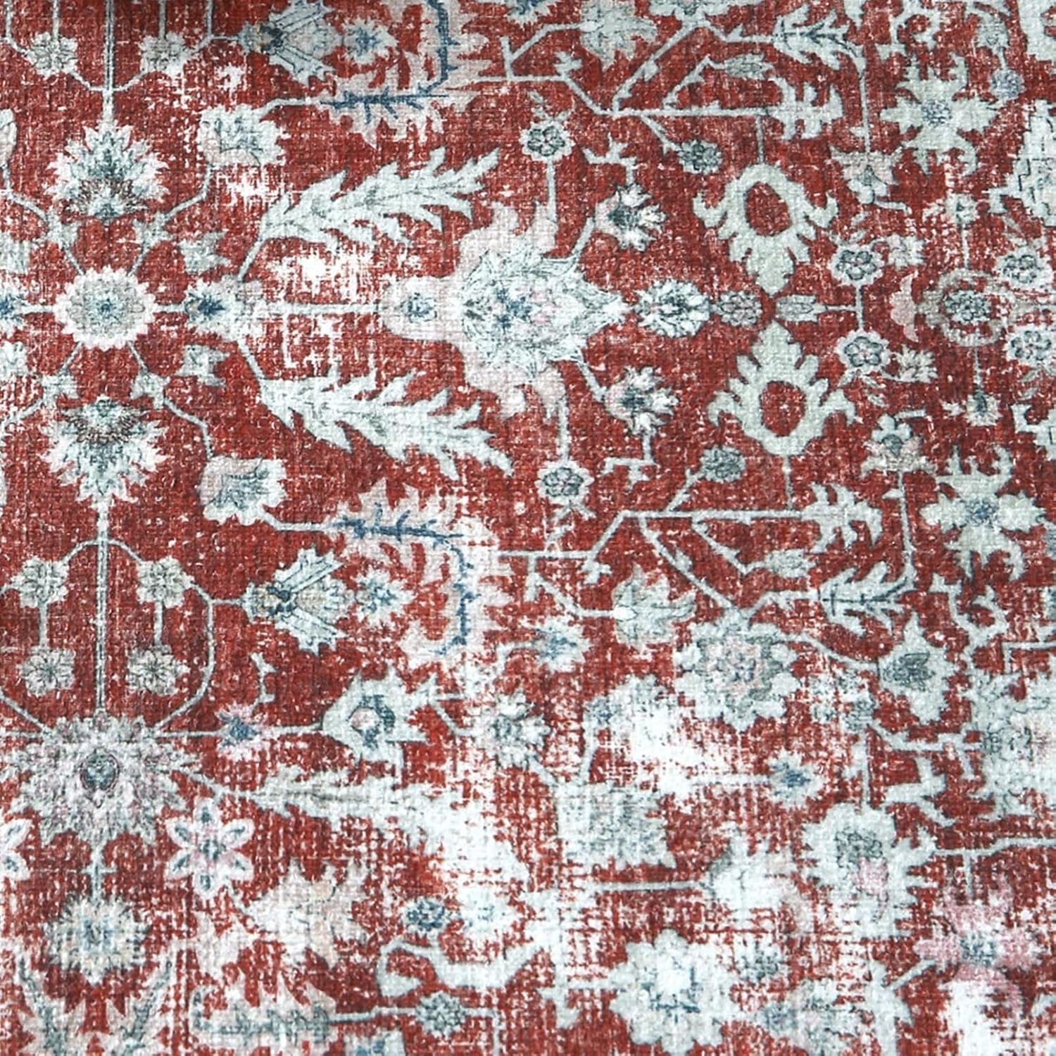 COZYLOOM Alfombra de área de 8 x 10 pies, estilo bohemio, tribal, vintage, floral, grande, lavable, envejecida, oriental, antideslizante, alfombra