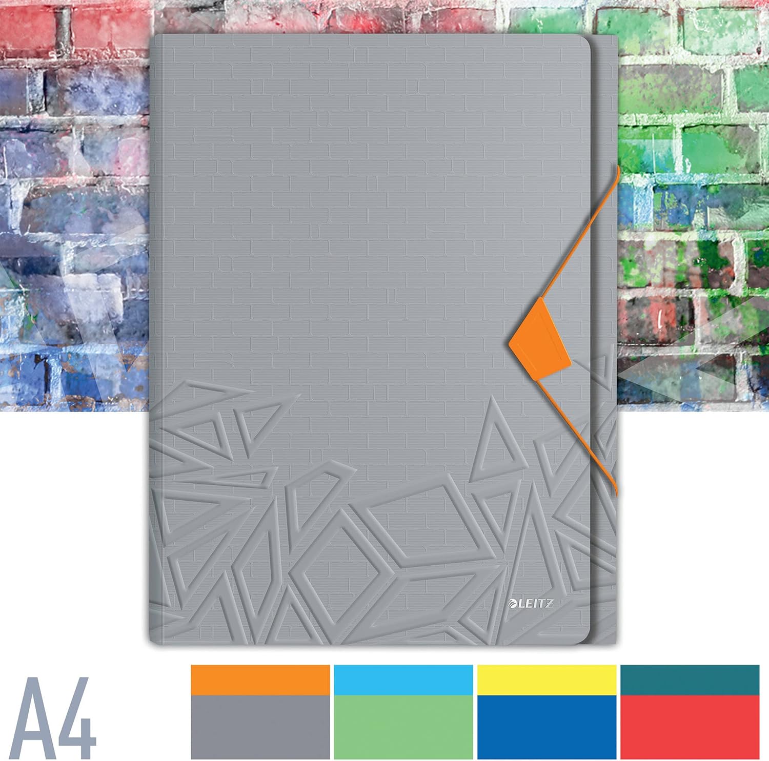 Leitz Carpeta de 3 solapas, capacidad para hasta 150 hojas A4, cierre elástico, plástico flexible, gris, rango Urban Chic, 46490088