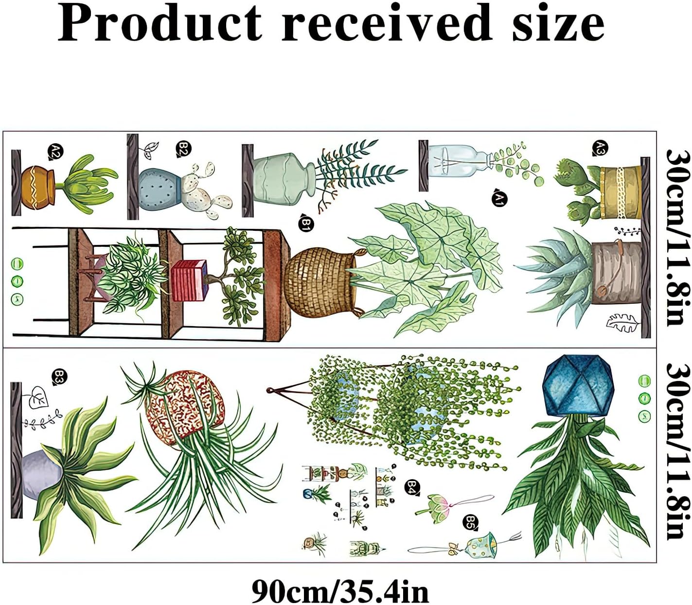 Calcomanías de pared de plantas verdes en maceta, plantas tropicales, hojas verdes, calcomanías de pared, papel tapiz de vinilo natural, para sala