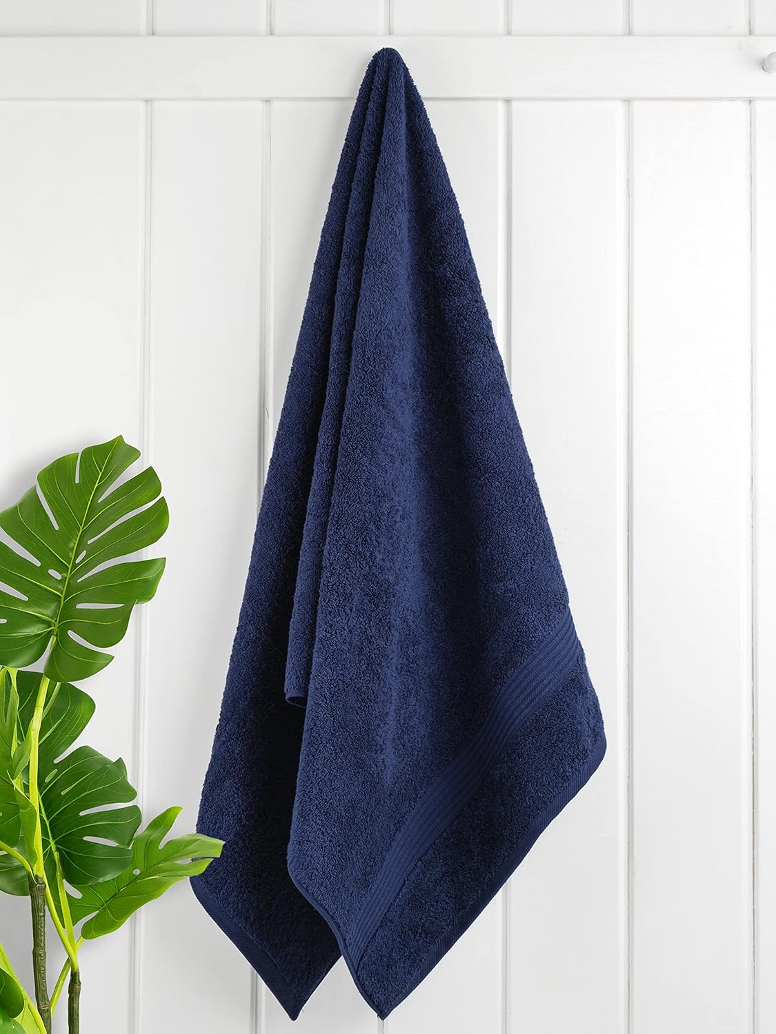 Cotton Paradise – Set de 4 toallas de baño 100% de algodón turco, suaves y absorbentes, color azul marino, 27 x 54in