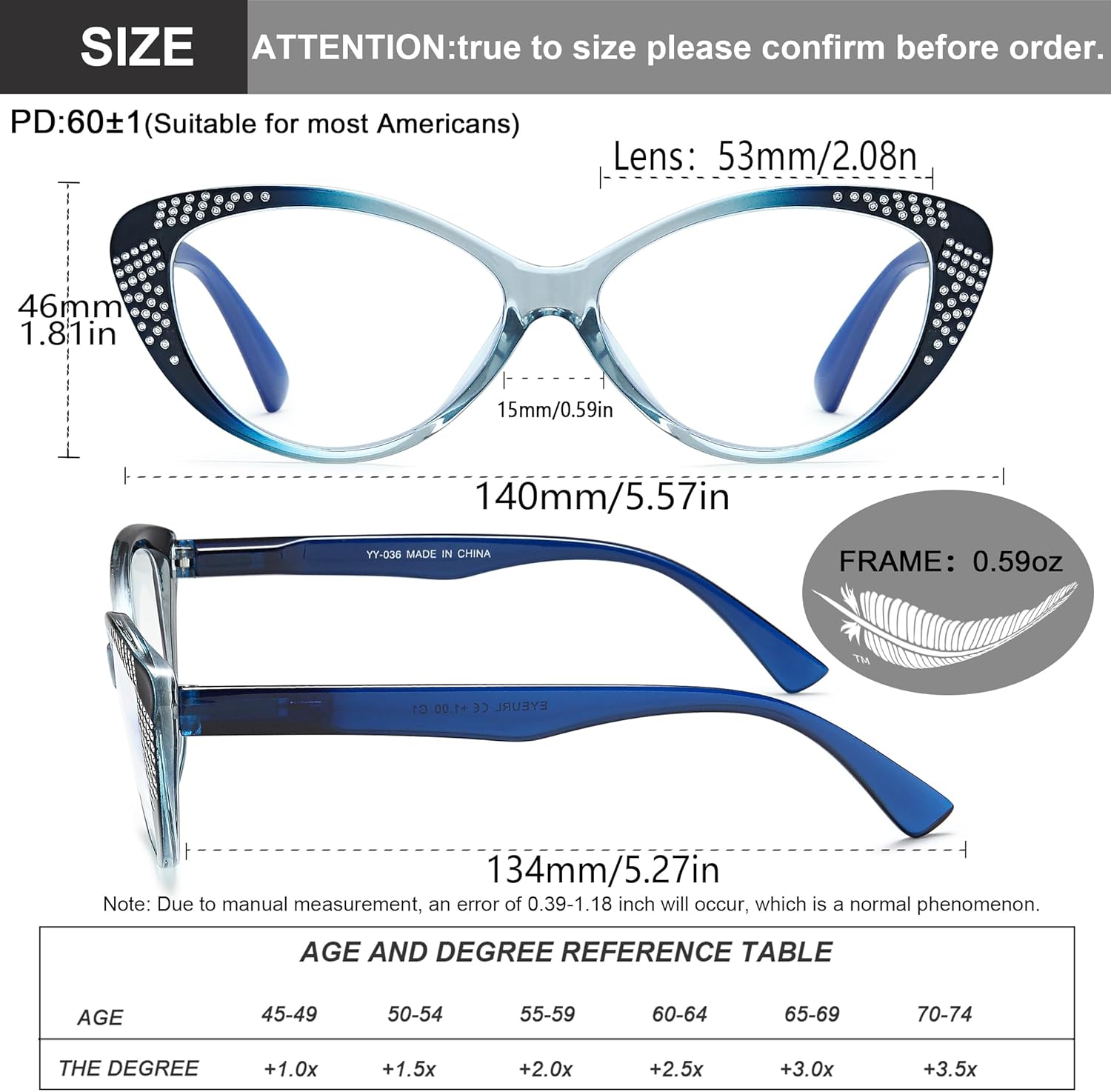 EYEURL Cat Eye Reading Glasses for Women – Blue Light Blocking Ladies Fashion Readers with Flexible Spring Hinges