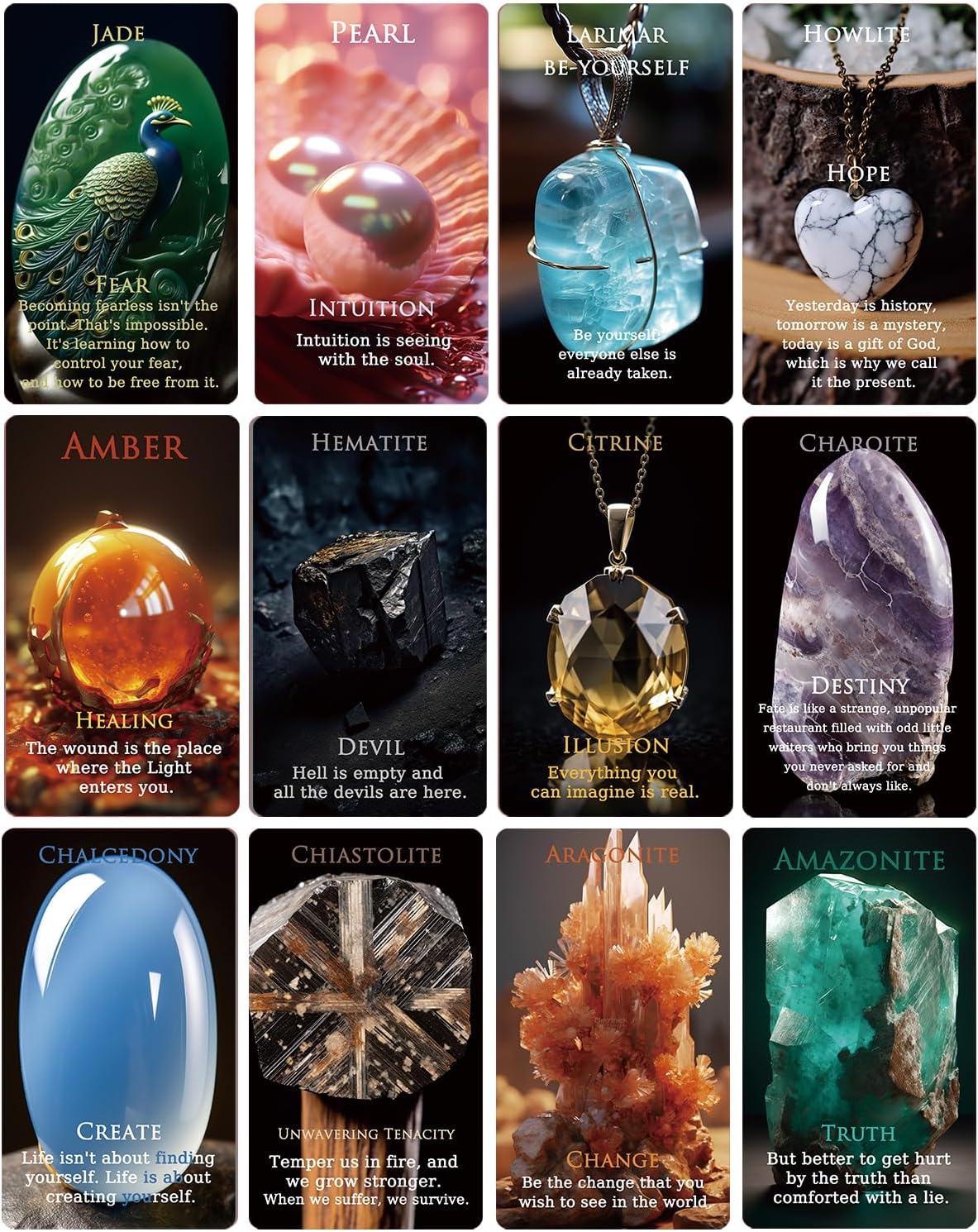 Gemstone Whispers – Baraja de cartas Oracle, 54 cartas Oracle para lectura de tarot, mazo Oracle para principiantes, cartas Oracle frustradas con