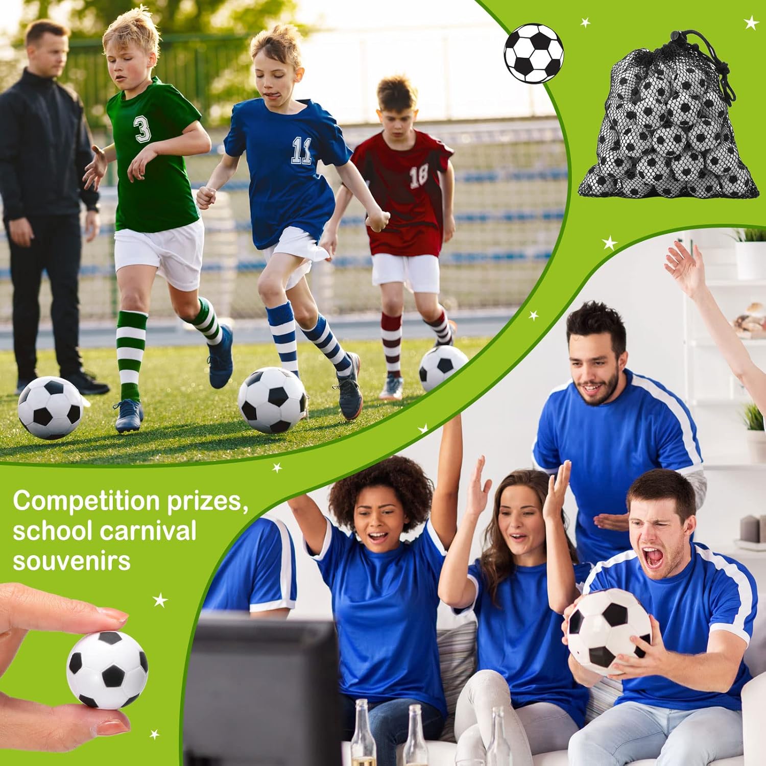 Paquete de 30 mini pelotas de fútbol de espuma deportivas, pelotas de estrés para fiestas de fútbol, pelotas de fútbol de 1.2 pulgadas para aliviar