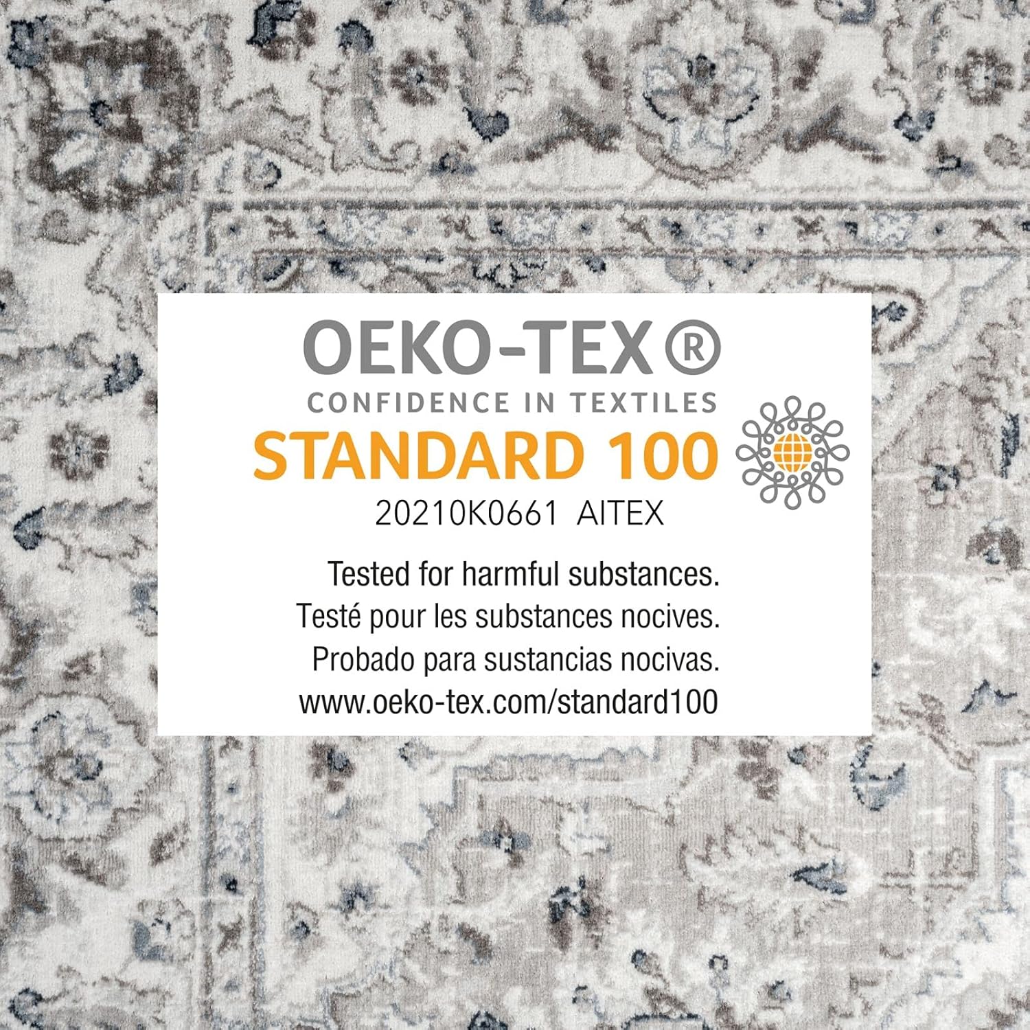 Home Dynamix Belmar Sterling – Alfombra de medallón oriental, grismarfil, rectangular de 6 pies 6 pulgadas x 9 pies 6 pulgadas