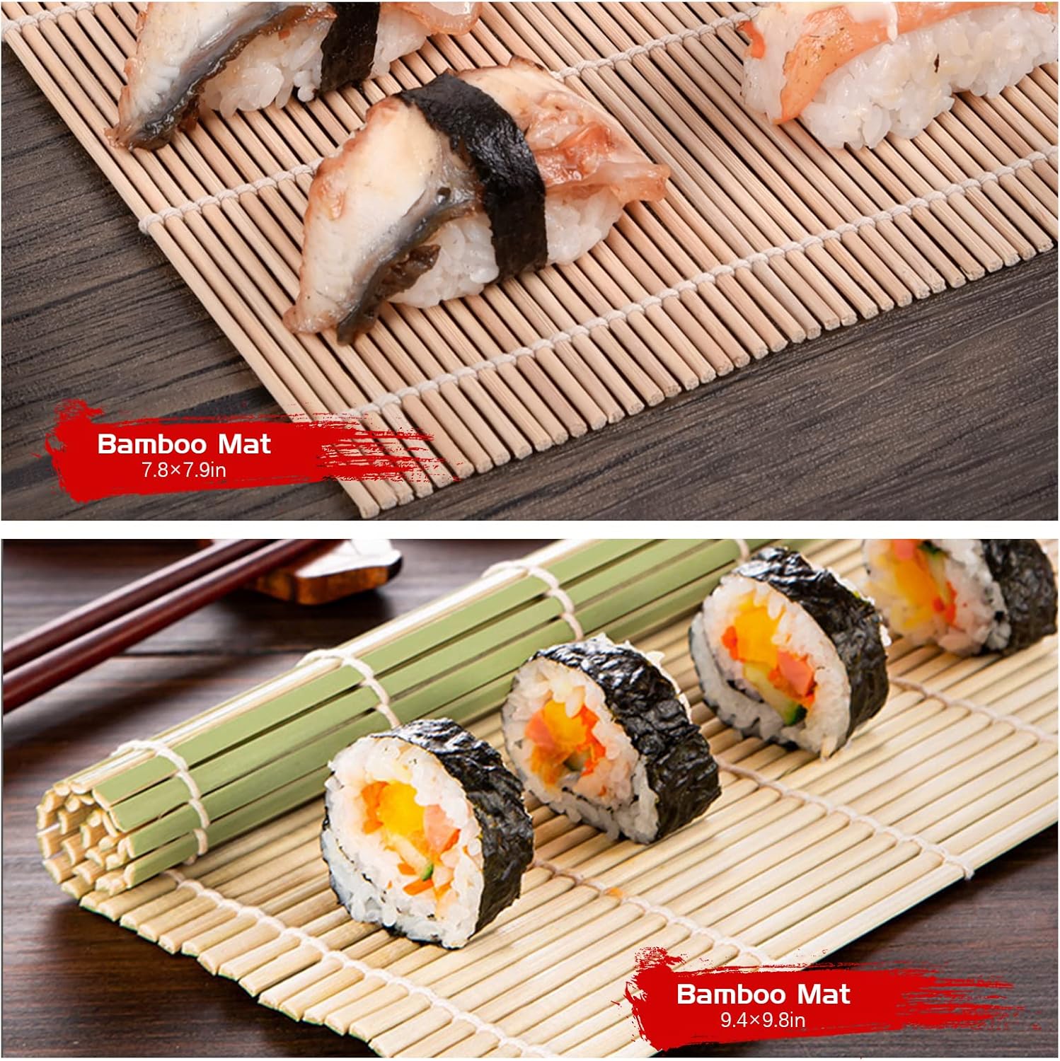 HI NINGER Kit completo de fabricación de sushi para principiantes con cuchillo de chef, tapete de balanceo de sushi de bambú, triángulodonutsmolde