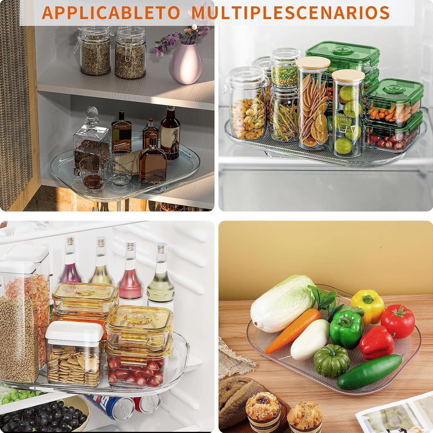 Fungrins Lazy Susan, Lazy Susan para refrigerador, refrigerador Lazy Susan, organizadores y almacenamiento de refrigerador, organizadores de cocina