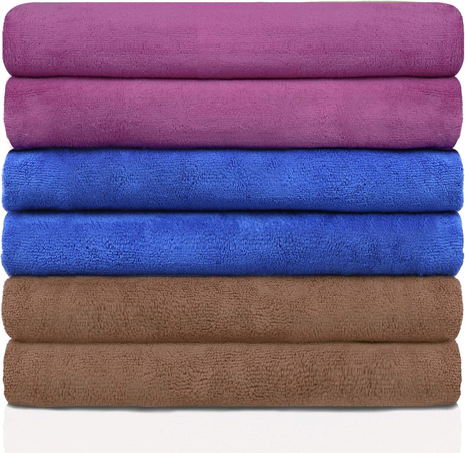 MERRY HOME Juego de 6 toallas de baño de microfibra de 27 x 55 pulgadas, ultra suaves y absorbentes, de secado rápido, para baño, piscina, spa y