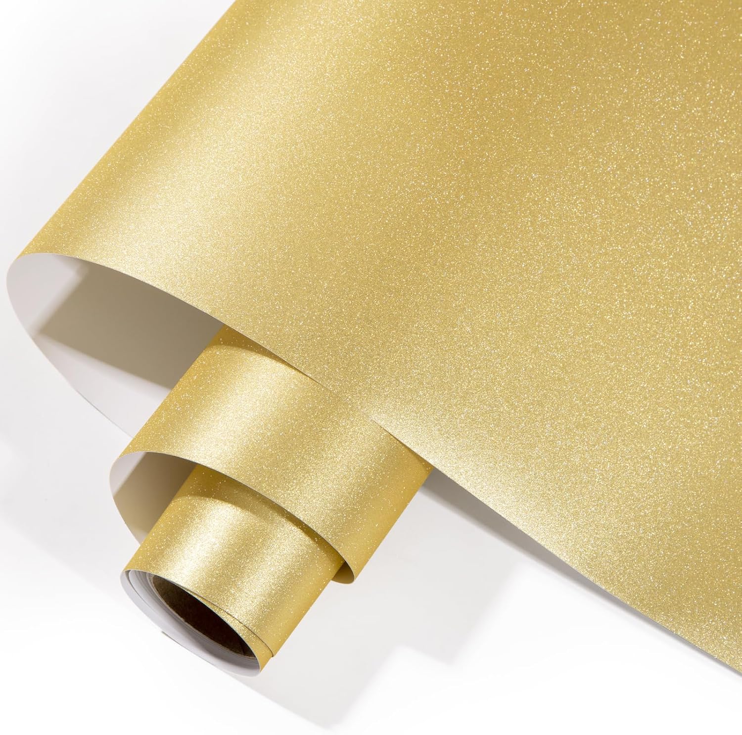 Gatichetta Rollo de vinilo autoadhesivo con purpurina brillante de 12 pulgadas x 6 pies, rollo de vinilo sólido brillante para proyectos de
