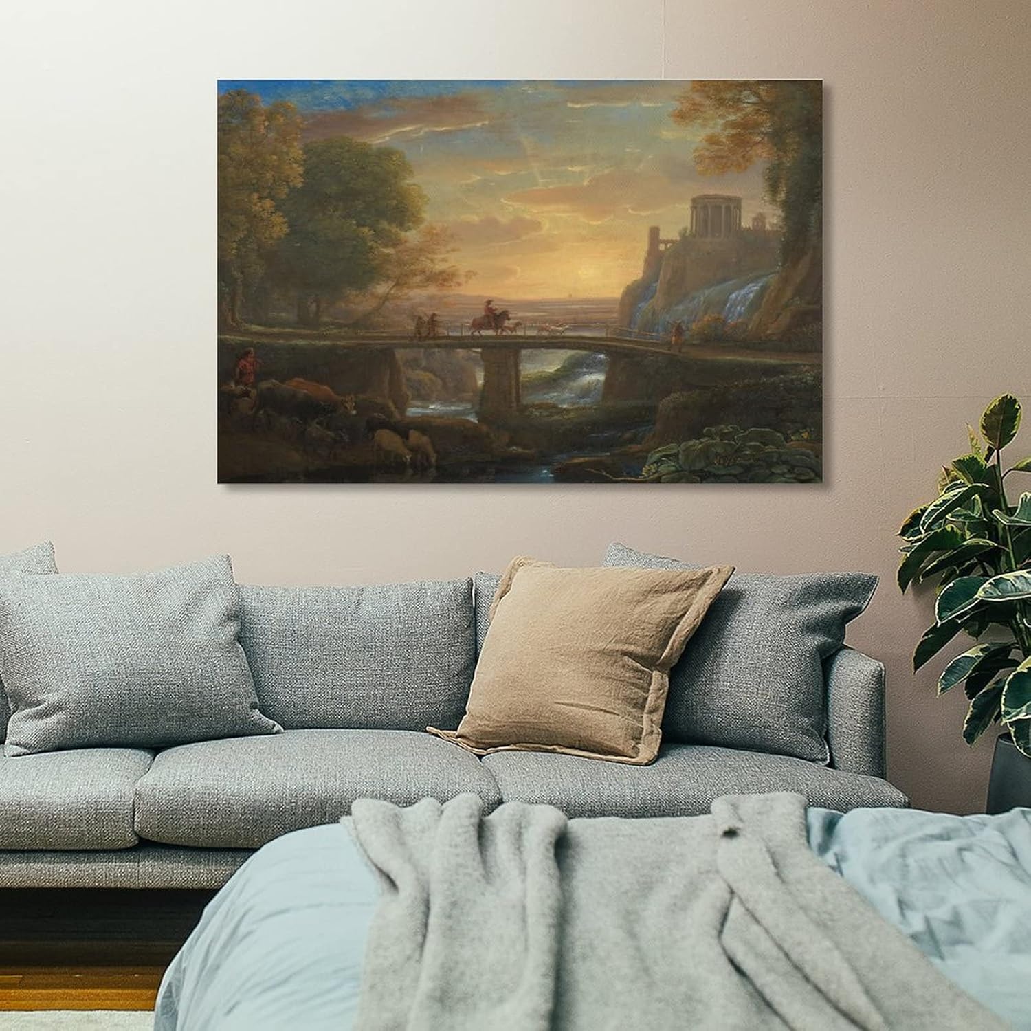 Claude Lorrain 1600 82 Claude Lorrain 16 – Landscape with an Imaginary View of Tivoli 1642 (Oil on C Poster Decorative Painting Canvas Wall Art
