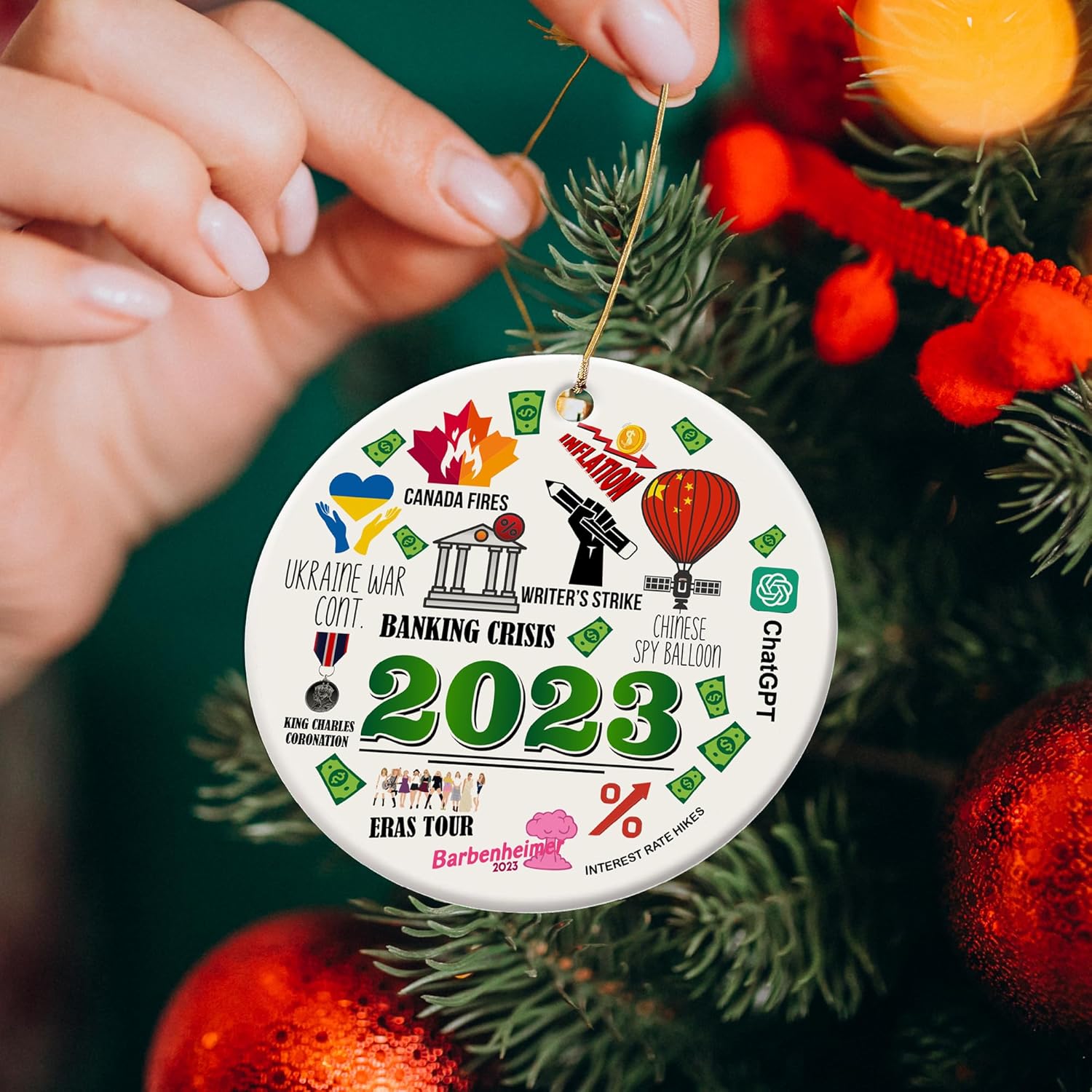 Adorno de Navidad 2023, regalos para pareja, adornos para árbol de Navidad, accesorios para colgar, decoración de adornos de Navidad