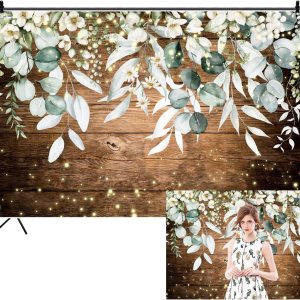 AWERT Telón de fondo rústico de madera floral de 10 x 8 pies, acuarela vegetación blanca, tablones de madera marrón vintage, fondo de fotografía, AWERT Telón de fondo rústico de madera floral de 10 x 8 pies, acuarela vegetación blanca, tablones de madera marrón vintage, fondo de fotografía,