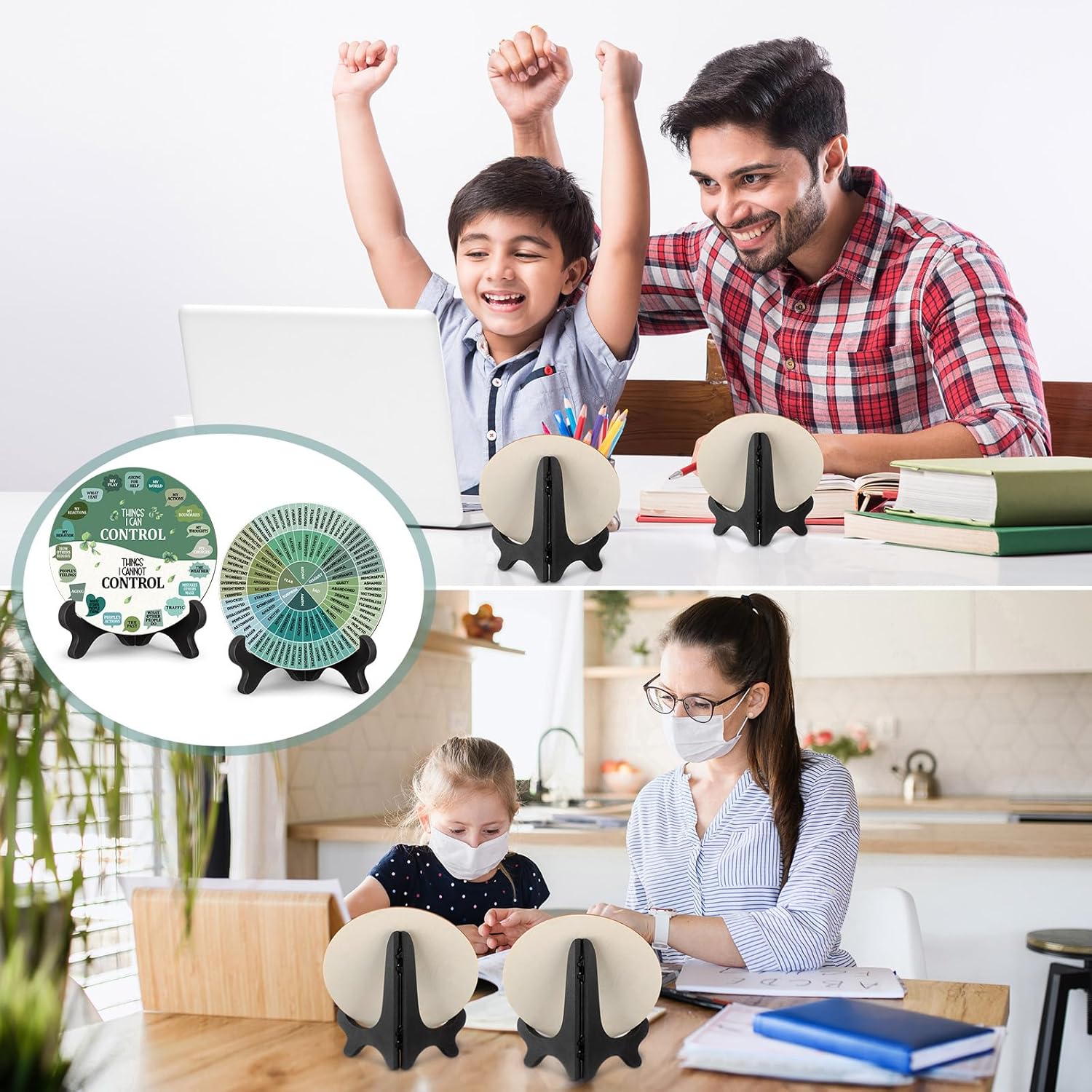 Cosas que puedo controlar – Decoración de escritorio de oficina con base negra, emociones relajantes, tabla de ruedas para decoración de salud