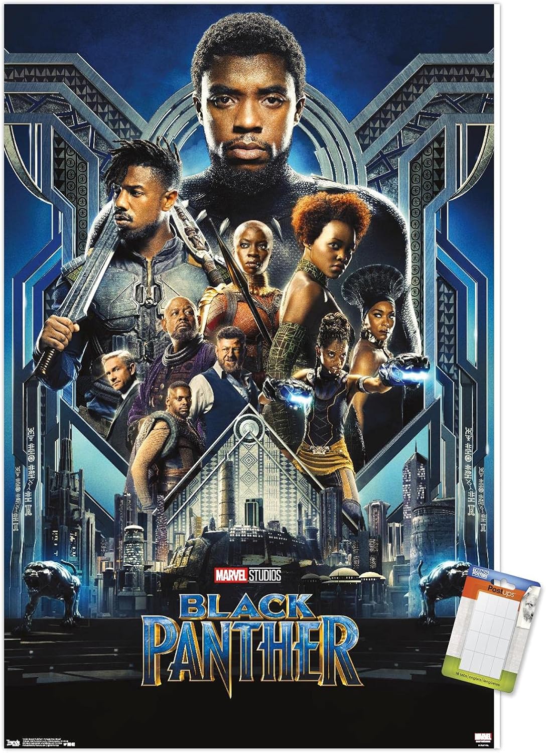 Trends International Marvel Cinematic Universe – Black Panther – Póster de pared de hoja del grupo uno, 14.725 x 22.375 pulgadas, paquete de póster