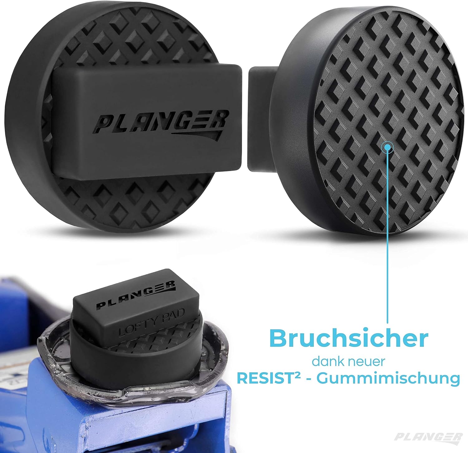 PLANGER – Lofty Pad Flat  Almohadilla de goma (para Mini y Opel)  Protege tu coche, SUV y suelda al levantarlo con un gato hidráulico de carro o