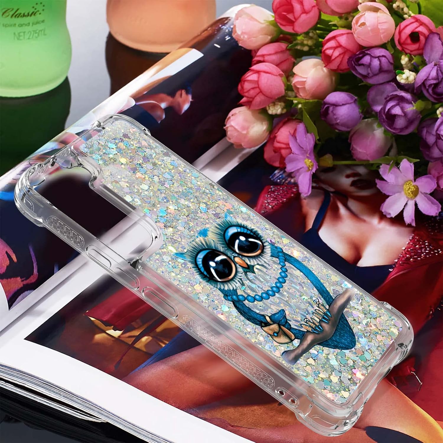 Funda brillante para Samsung S23 Plus con purpurina brillante, ajuste delgado, a prueba de golpes, protector femenino para mujer, transparente, para