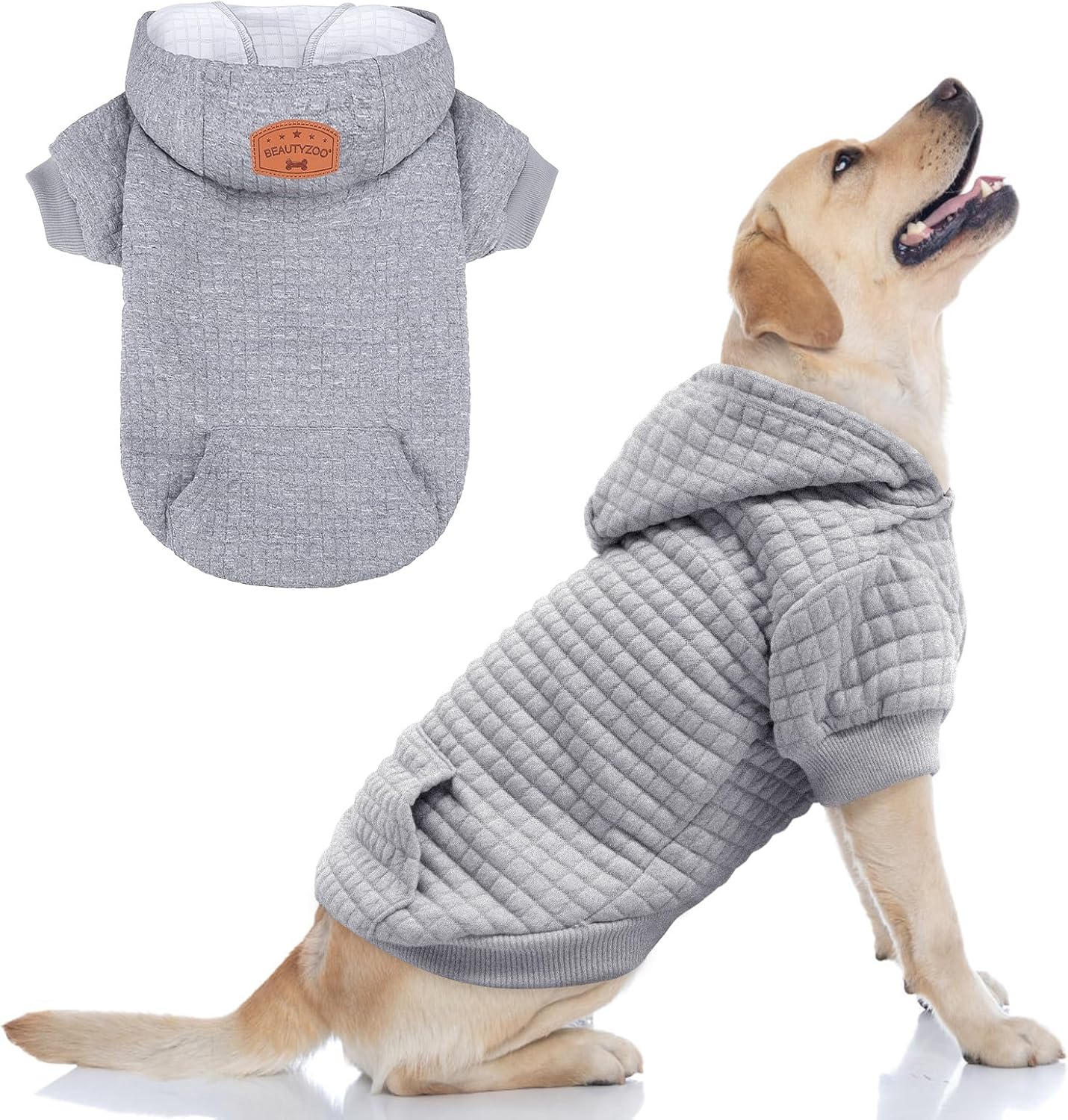 BEAUTYZOO Suéter con capucha para perros pequeños y medianos con bolsillos, ropa para perros pequeños y medianos, abrigos de algodón laminado para