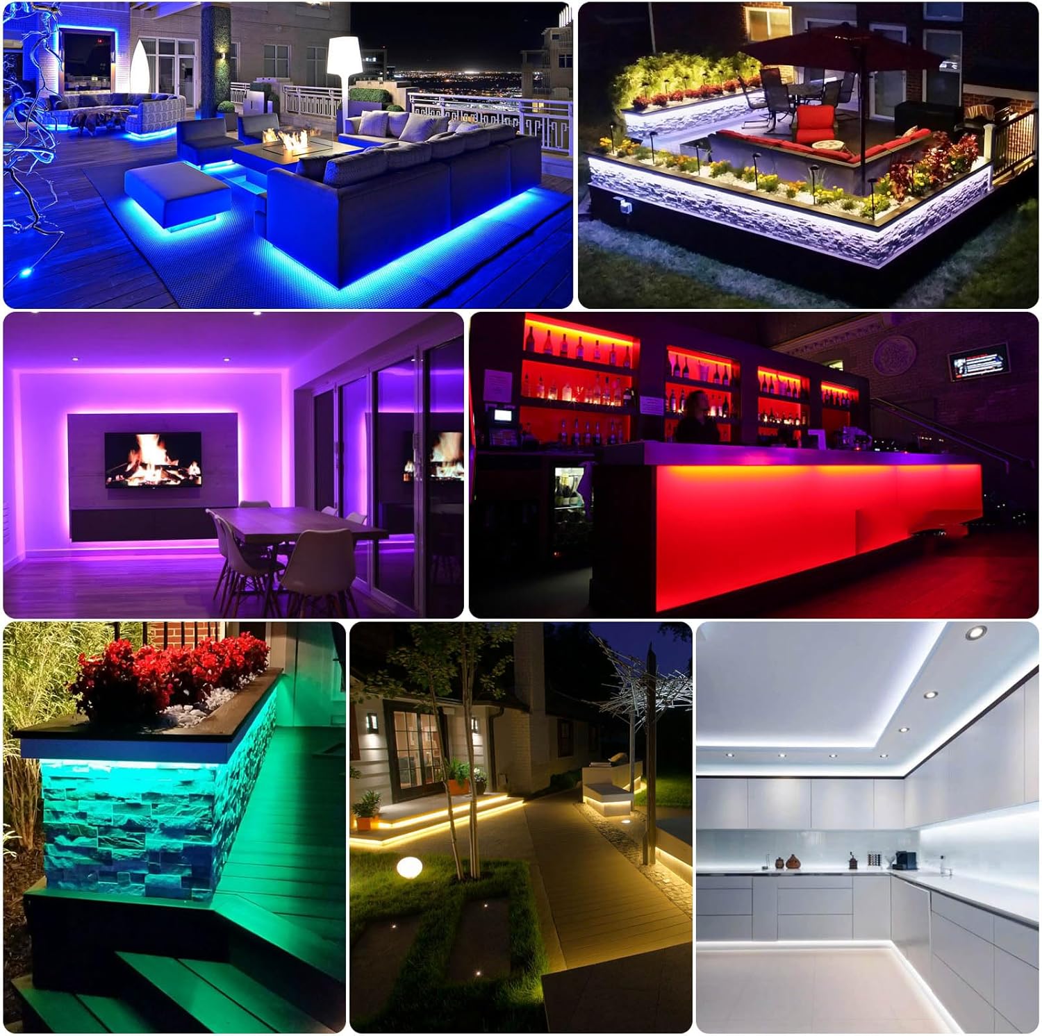 INDARUN Tira de luz LED COB de 24 V, 32.8 pies, 5760 LED de 0.394 in de ancho, tira LED RGB inteligente con sincronización de música, luces que