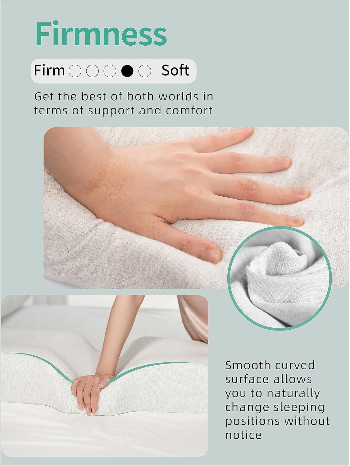 LONG’S Almohada de espuma viscoelástica para aliviar el dolor de cuello y hombros, soporte cervical ajustable en altura con diseño ergonómico,