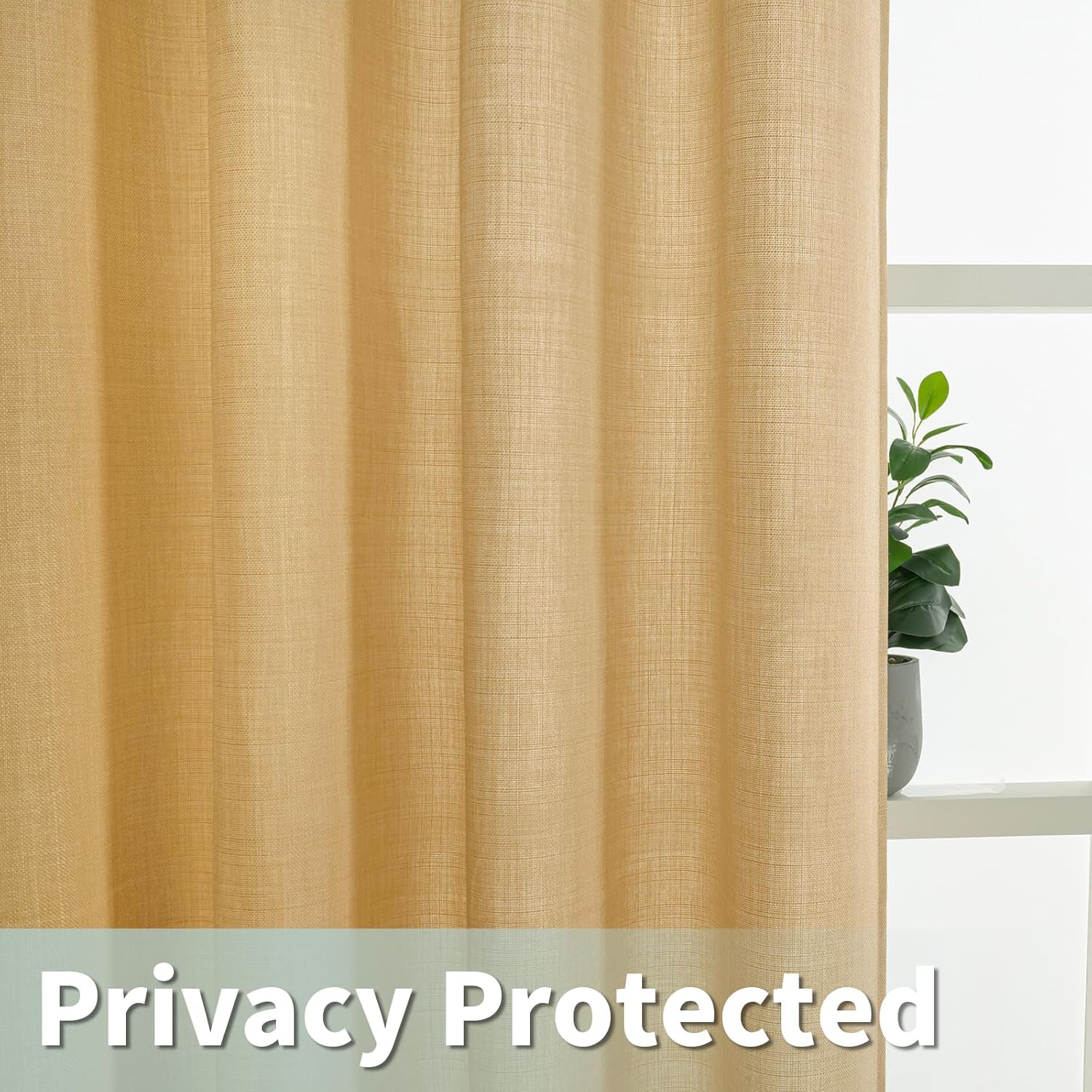 LAMIT Cortinas de lino marrón caramelo para sala de estar, 84 pulgadas, de lino sintético, texturizado, filtrante de luz, paneles de privacidad con