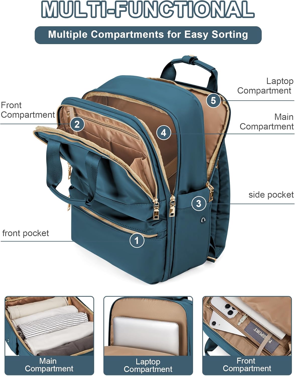 CADOLIM Mochila de viaje grande para llevar en el vuelo aprobado mochila para mochilas de viaje Mochila impermeable para artículos personales