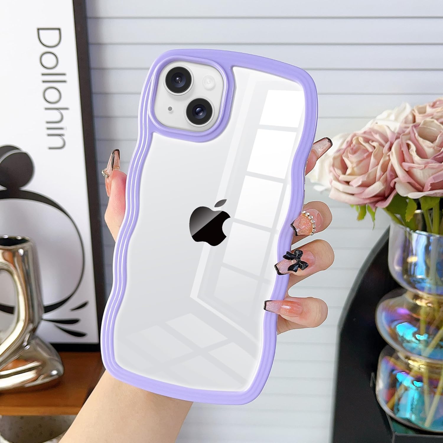 Jmltech Para iPhone 15 Plus Funda Transparente Silicona Híbrida Forma De Marco De Silicona Flexible Lindo A Prueba De Golpes Utra Delgada Funda