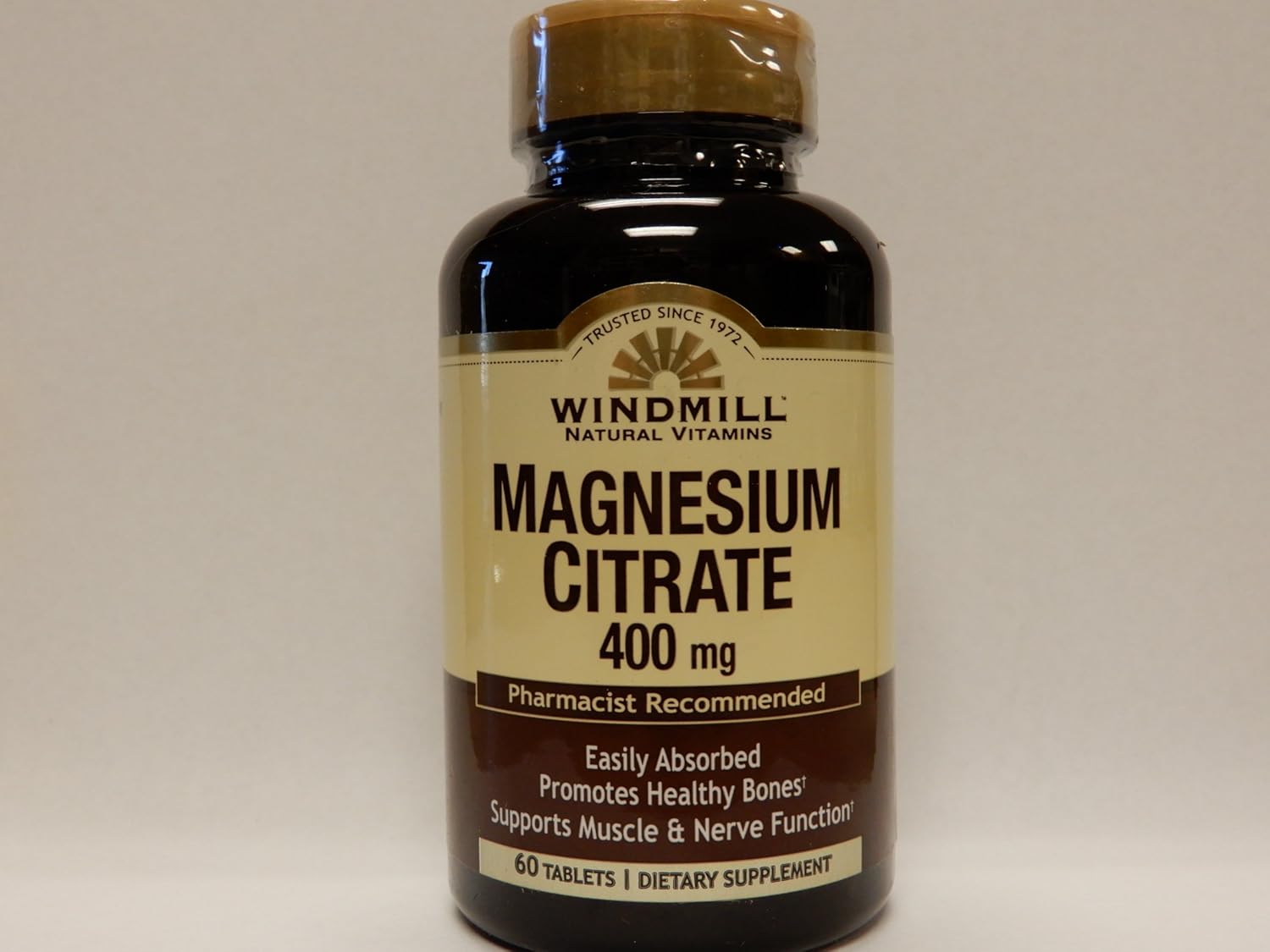 Windmill Vitaminas Naturales Citrato de Magnesio 400mg 60 Tabletas (Paquete de 2)