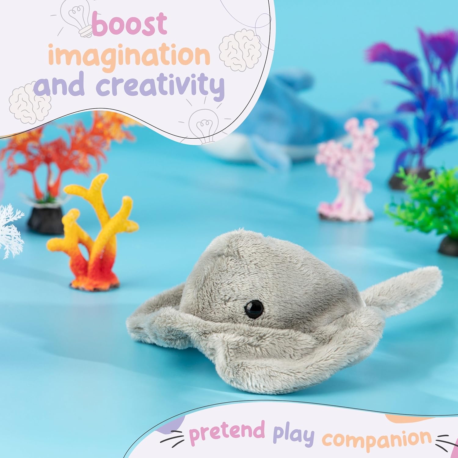 Forest & Twelfth Mantarraya de peluche, juguete de peluche individual para niños, recuerdos de fiesta oceánica y bolsas de golosinas, premios de