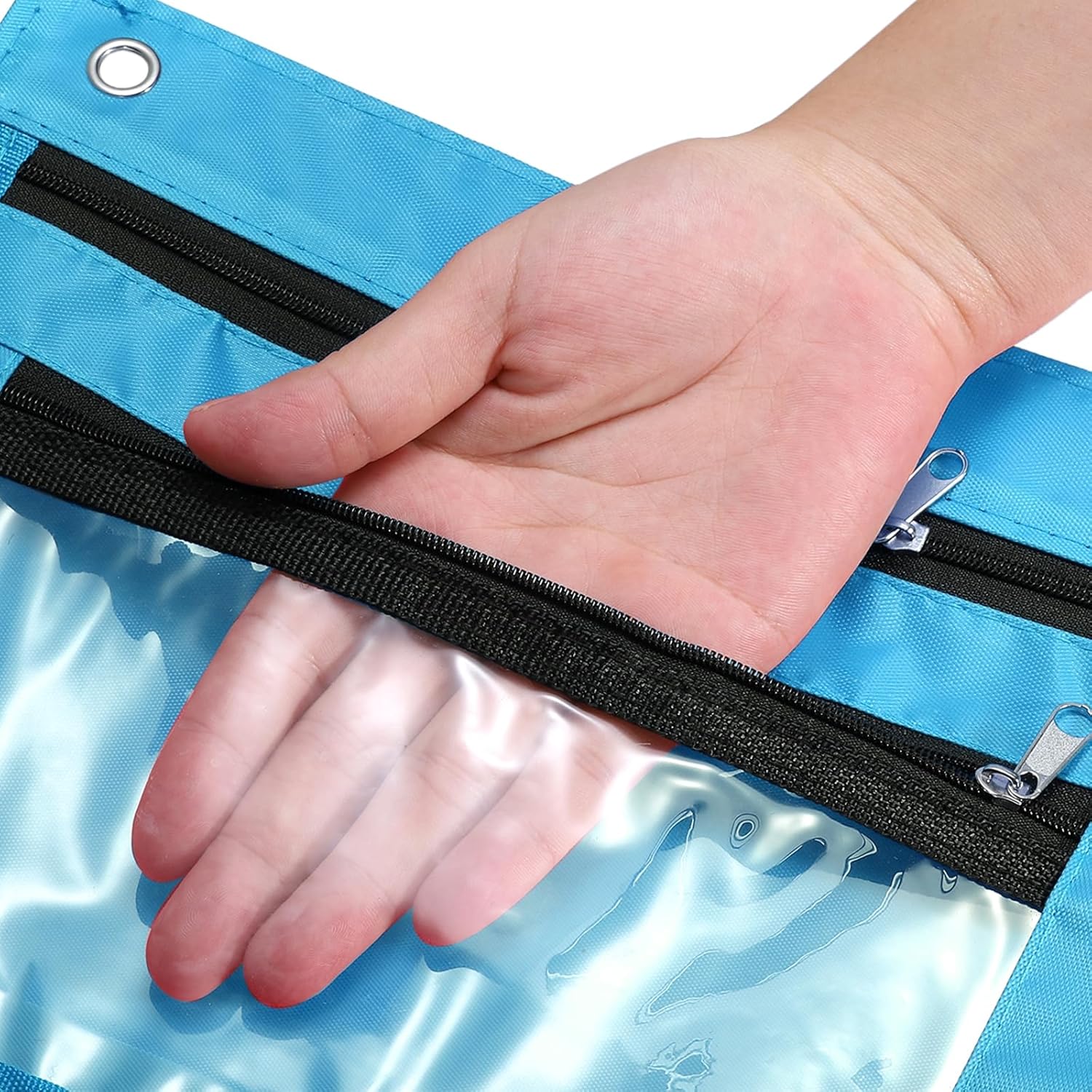 PATIKIL Estuche expandible para lápices de 3 anillos, 1 paquete de tela Oxford de gran capacidad con cremallera, estuche para oficina y hogar, color