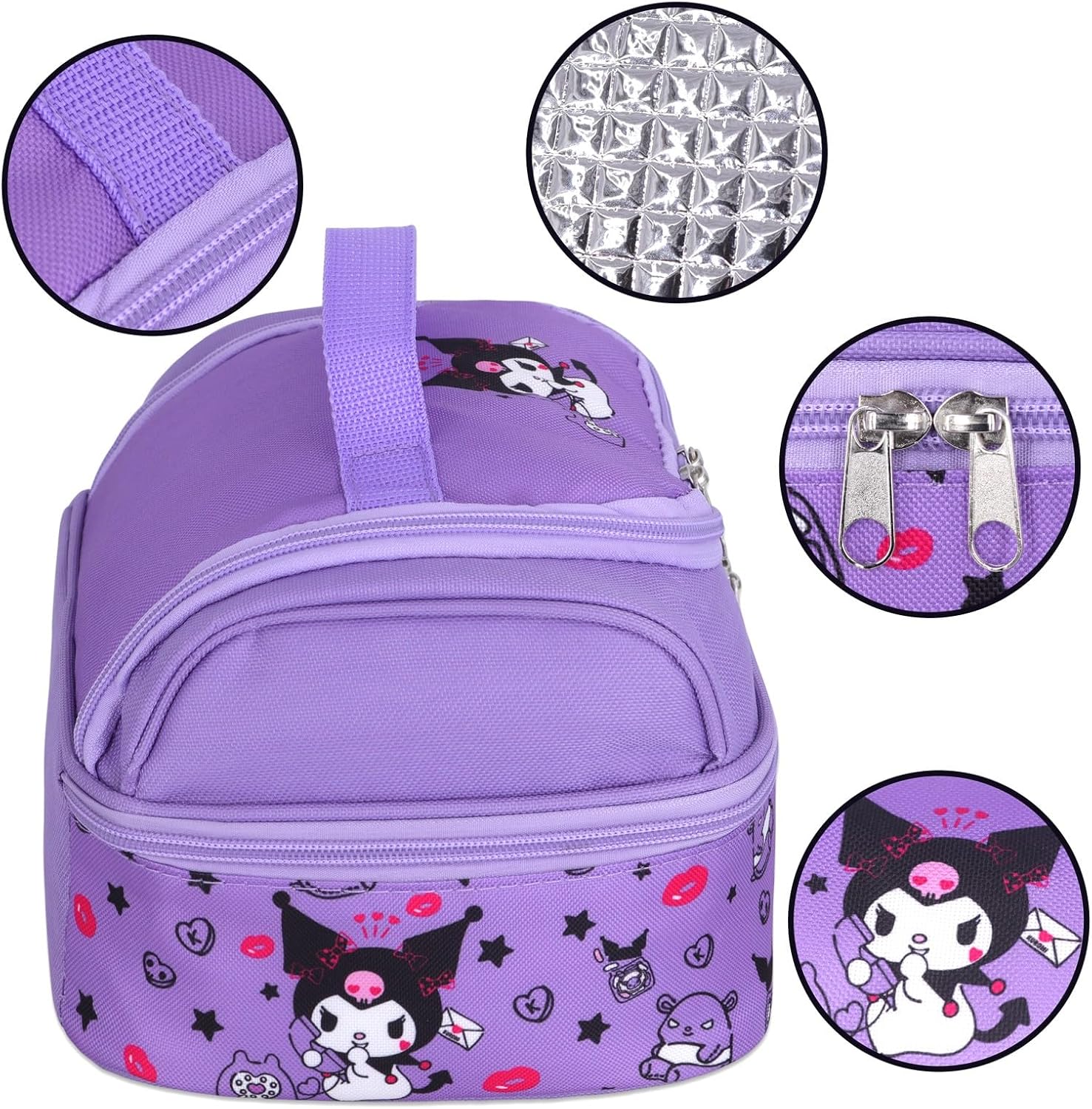 Anime Kuromi – Bolsa de almuerzo para hombre y mujer, a prueba de fugas, gran compartimento, contenedor de almuerzo, para trabajo, viajes, color