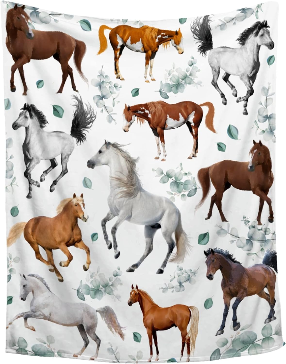 Manta de caballos, regalos de caballos para niñas, manta de franela de felpa ultra suave con flor de caballo para mujeres y hombres, regalo súper