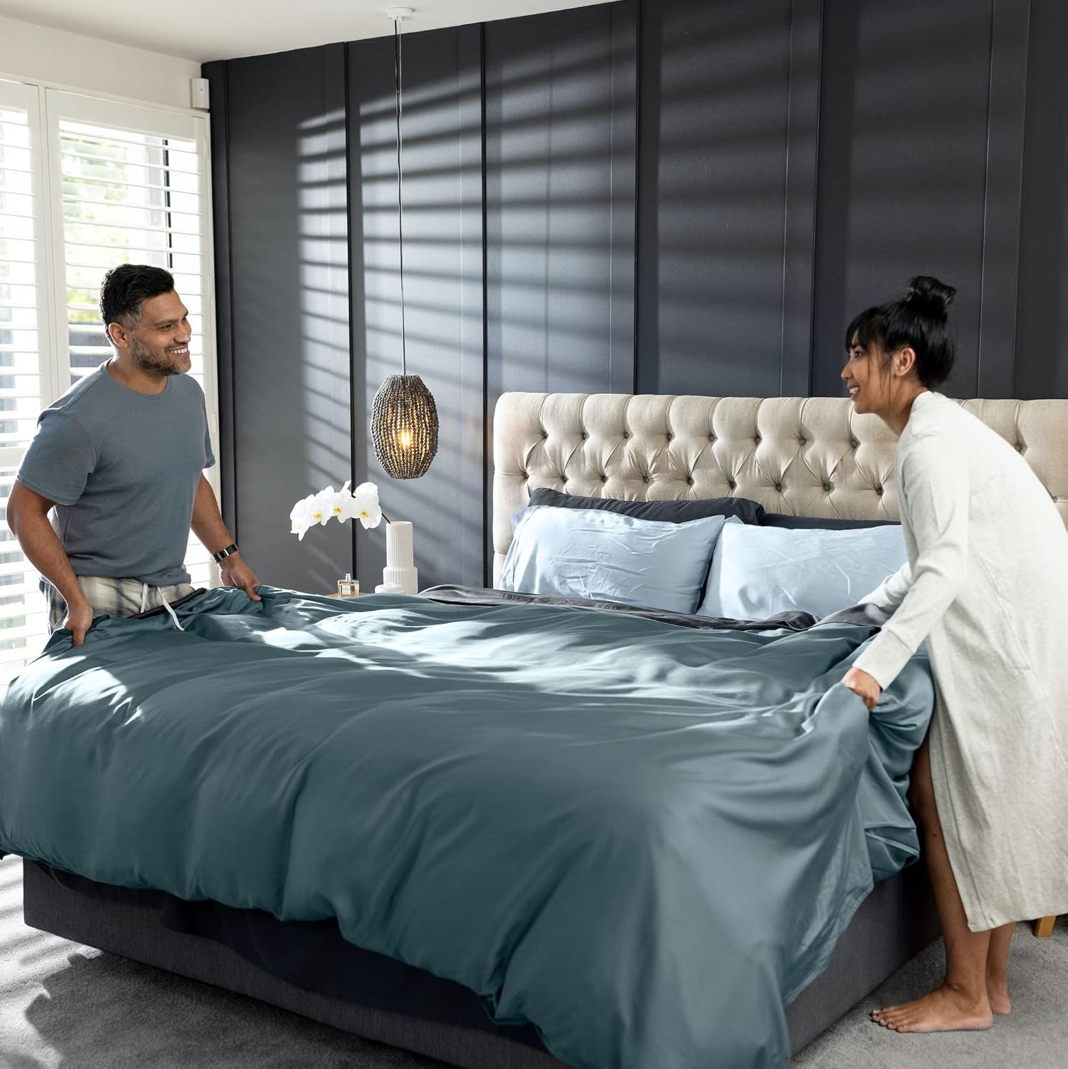Olive + Crate Luxury Series – Juego de sábanas 100% Tencel de eucalipto tamaño Queen, 4 piezas, sábanas refrescantes súper suaves  Bolsillo profundo
