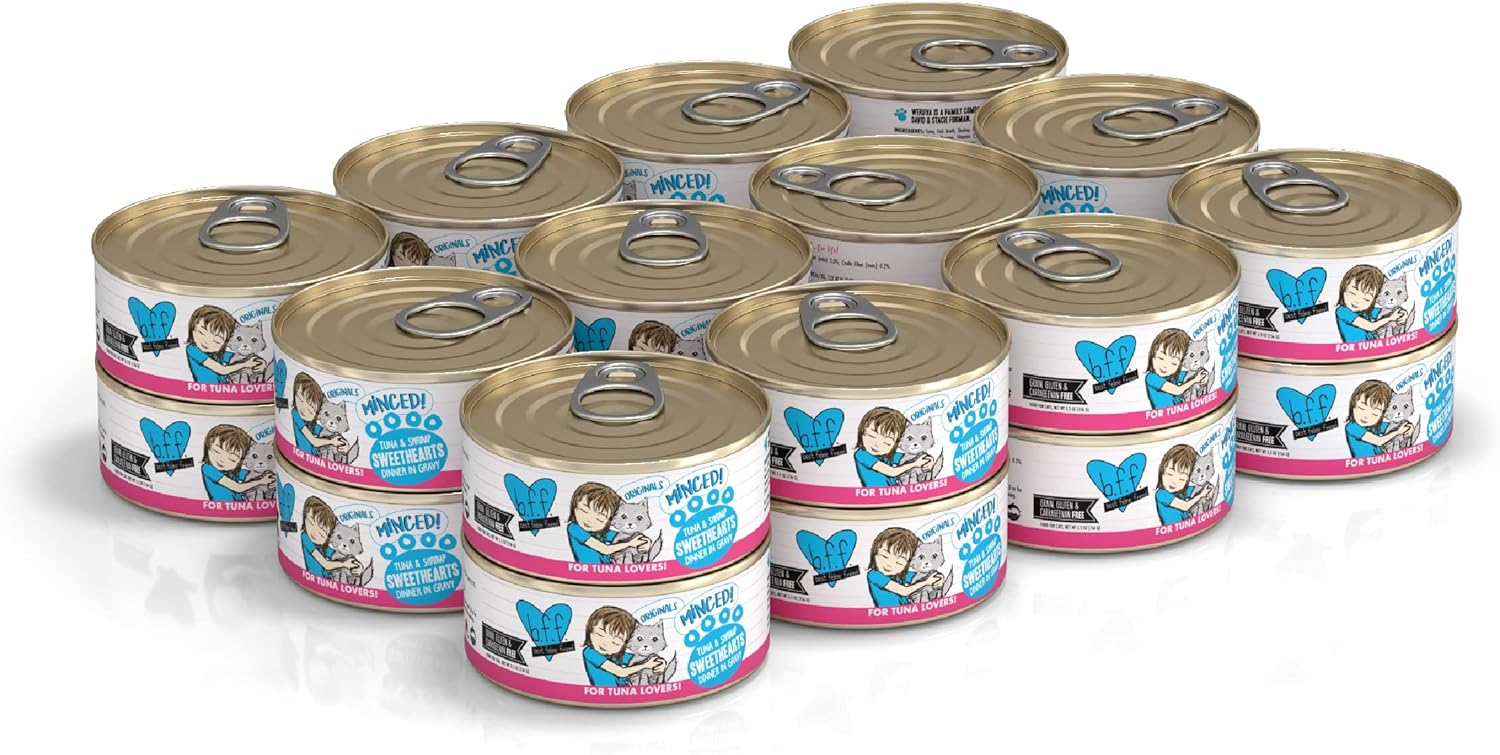 Weruva latas de comida húmeda para gatos sin granos y bolsas B.F.F. (Best Feline Friend), Azul