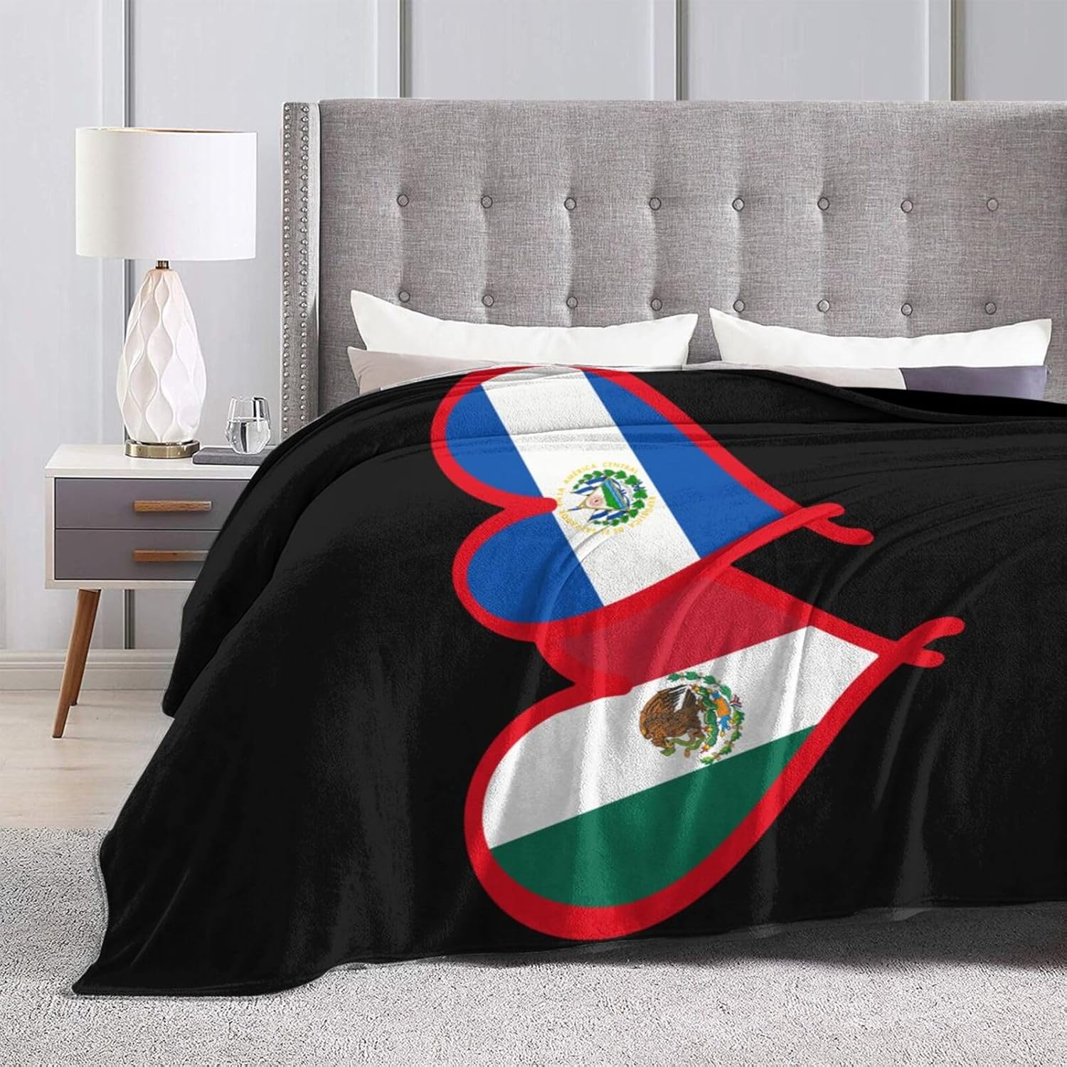 Manta de bandera de México y bandera de El Salvador para todas las estaciones, suave y cálida, manta de franela de forro polar, manta de regalo para