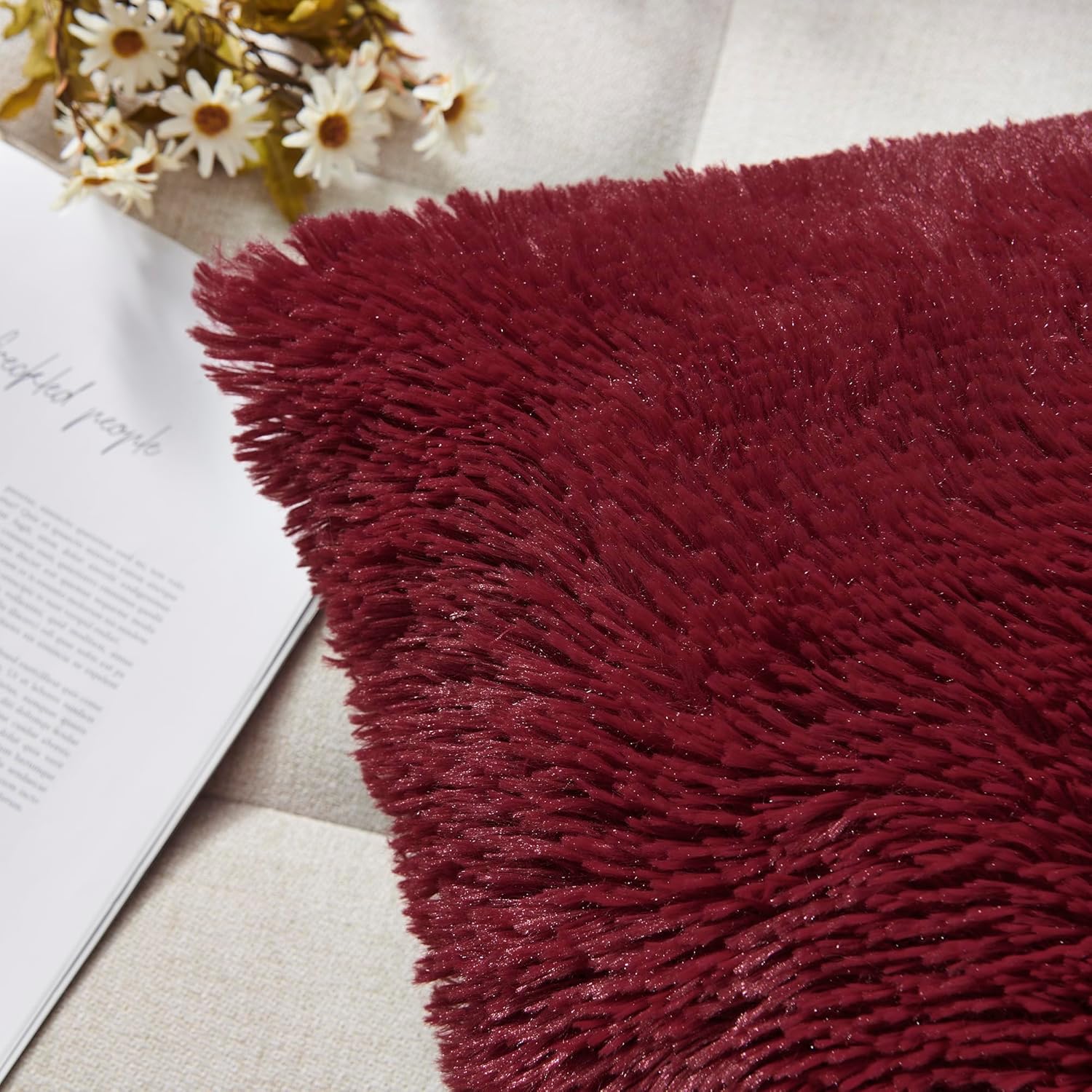 NordECO HOME Funda de cojín de forro polar de piel sintética suave de lujo, fundas de almohada decorativas, sin relleno de almohada