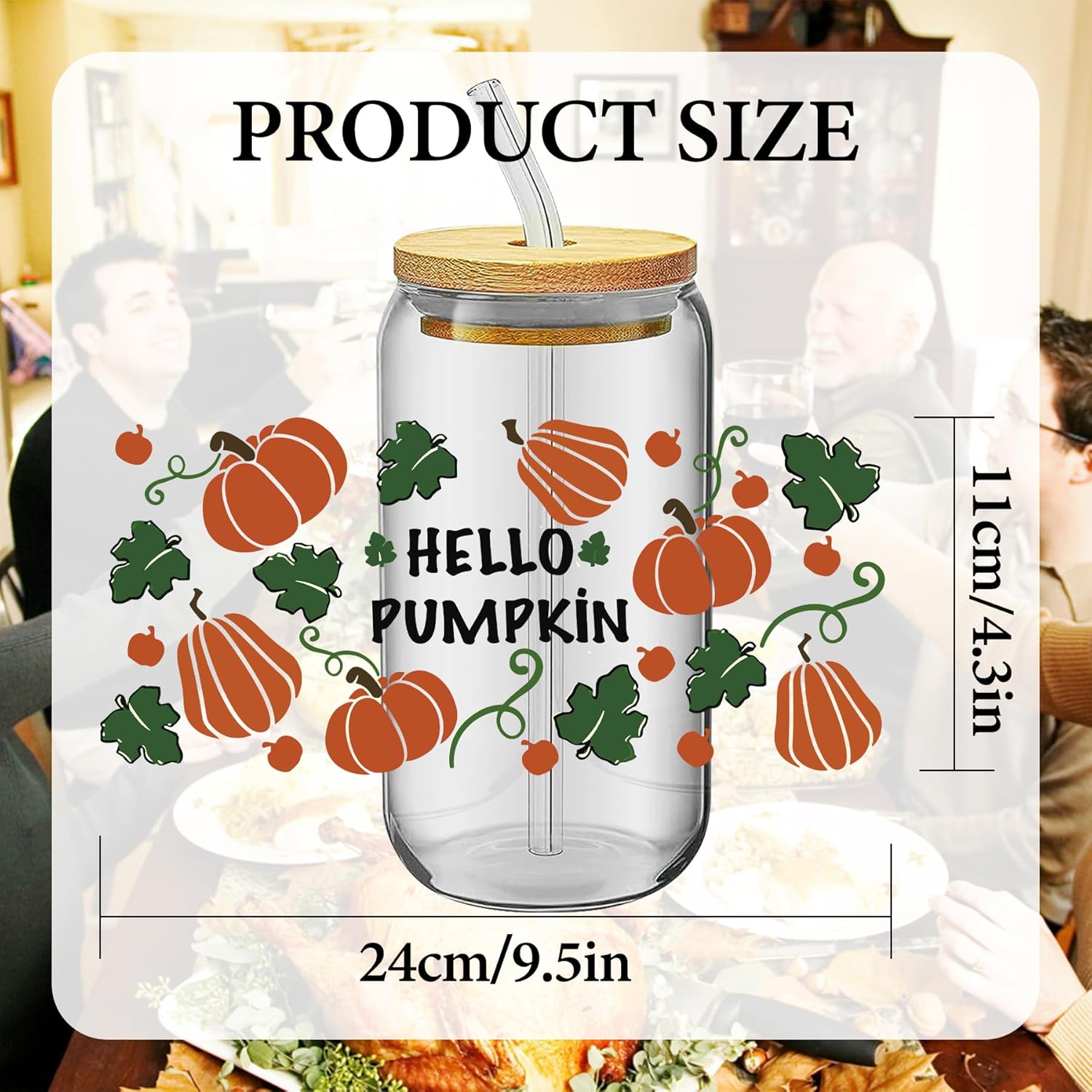 ChatToB Envoltura de taza UV DTF, 20 hojas con tema de calabaza para transferencia de Acción de Gracias para manualidades, transferencia UV DTF,