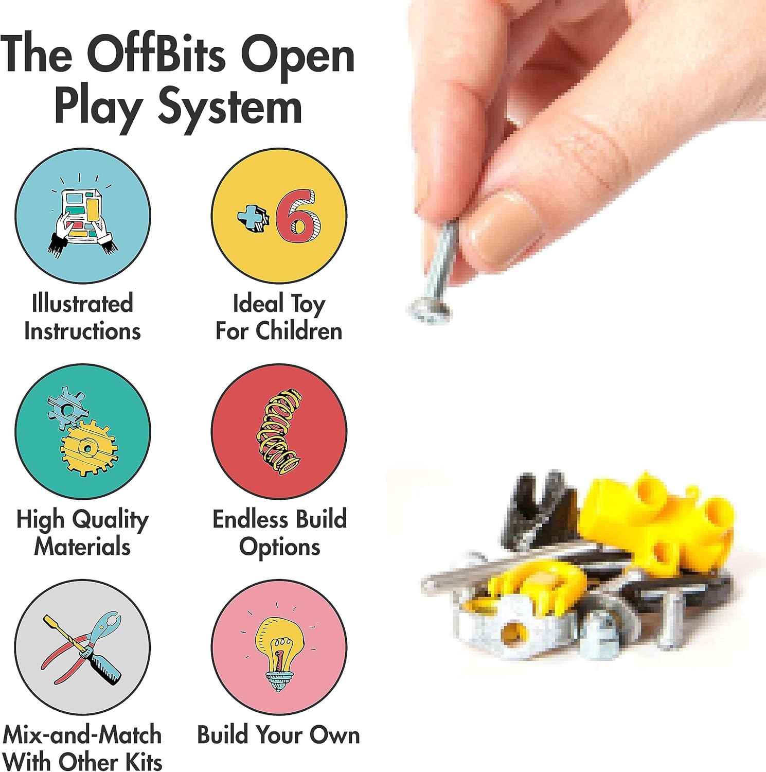 The Off Bits Juegos de construcción de juguetes kit de modelo de robot InfoBit para niños a partir de 6 años, mini juguetes STEM con tuercas y