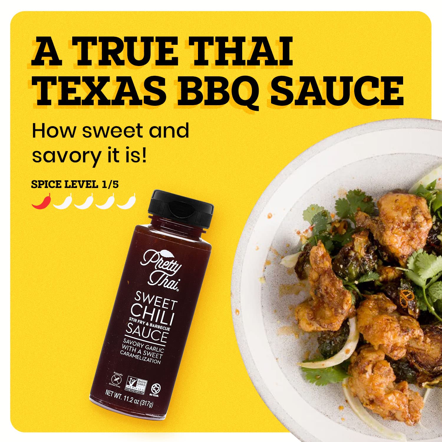 Pretty Thai Salsa de chile dulce, sin gluten, sin OMG, auténtica, vegana, salteada, condimento para barbacoa, salsa de inmersión, condimento de