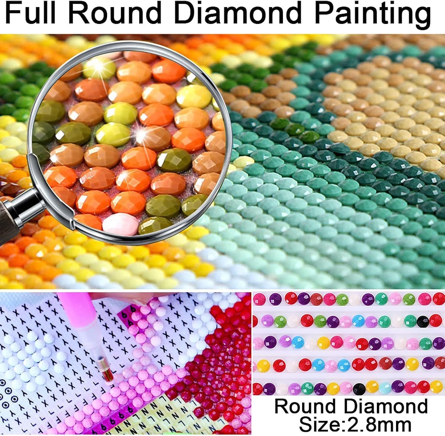 NAIMOER Kits de arte de diamantes de Navidad para adultos, taladro completo 5D, arte de diamantes de vacaciones, arte mágico perfecto para